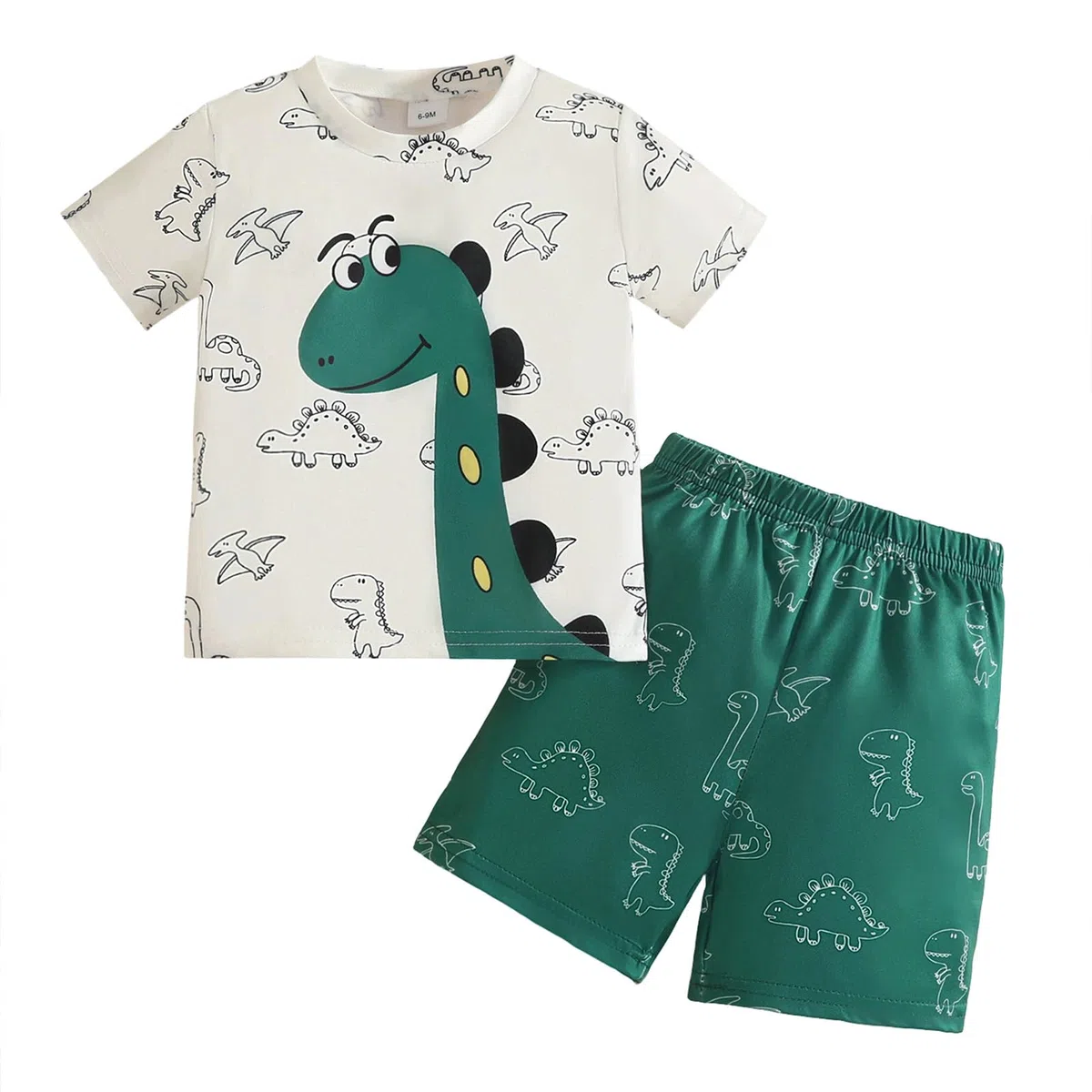 2 Pezzi Completi per Bambino Neonato Set di Vestiti Estivi Maglietta Top con Dinosauro da Maniche Corte e Pantaloncini Felpa Tuta per Bambini