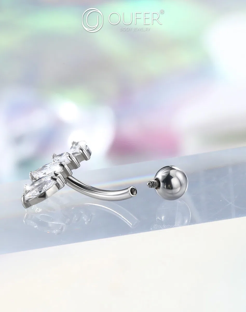 OUFER 16G Curvo Rook Piercing 8 mm Cartilagine Piercing Filettato Interno Acciaio Chirurgico 316L Curved Barbell CZ Trasparenti per Donna Uomo Eyebrow Piercing