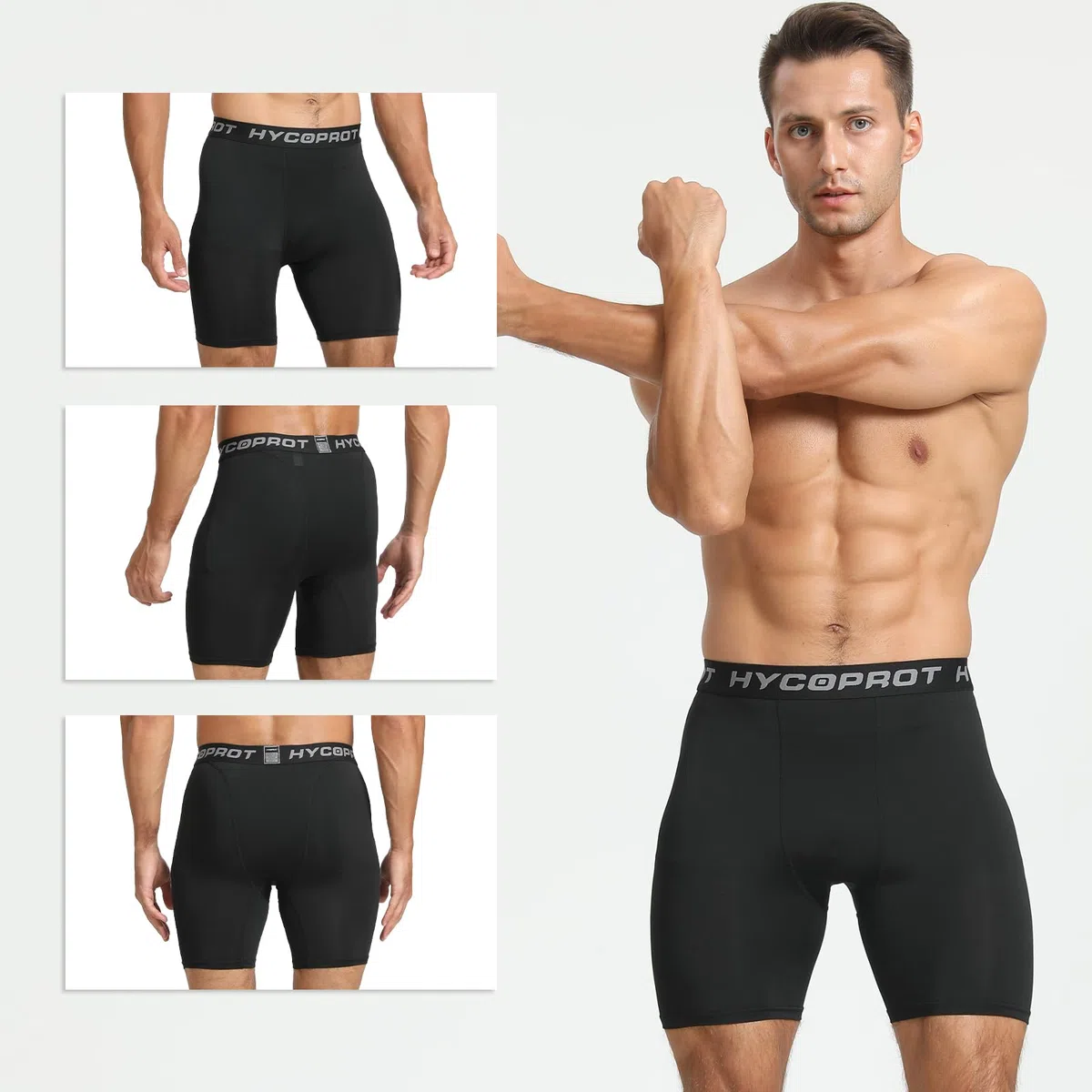 HYCOPROT Pantaloncini Compressione Uomo Corti da Palestra Asciugatura Rapida e Traspiranti Pantaloncini da Corsa Shorts Base Layer per Running Allenamento