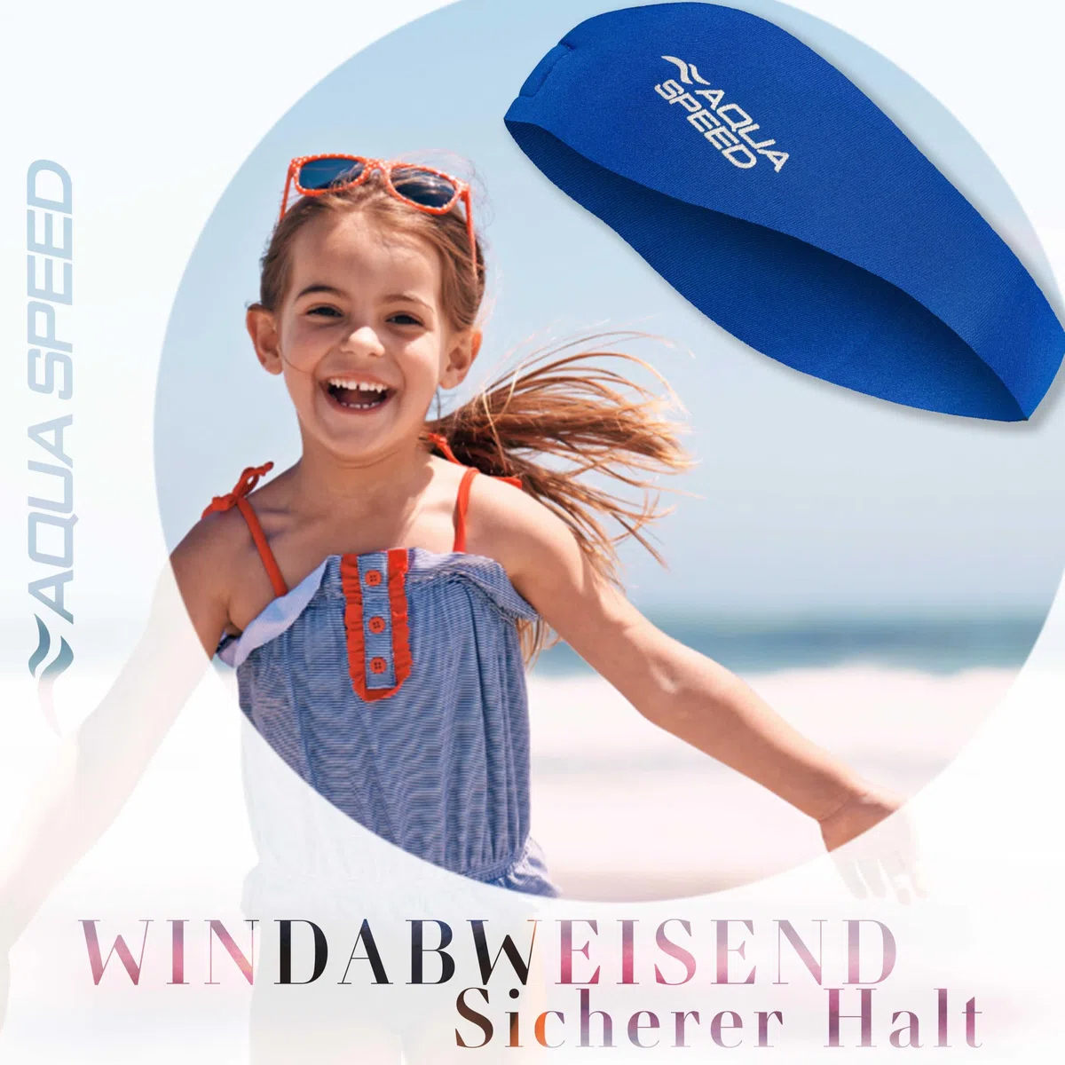 Aqua Speed EARBAND/EARBAND JR | Archetto per la Testa | Bambini | Adulti | Neoprene | Nuoto | Blu