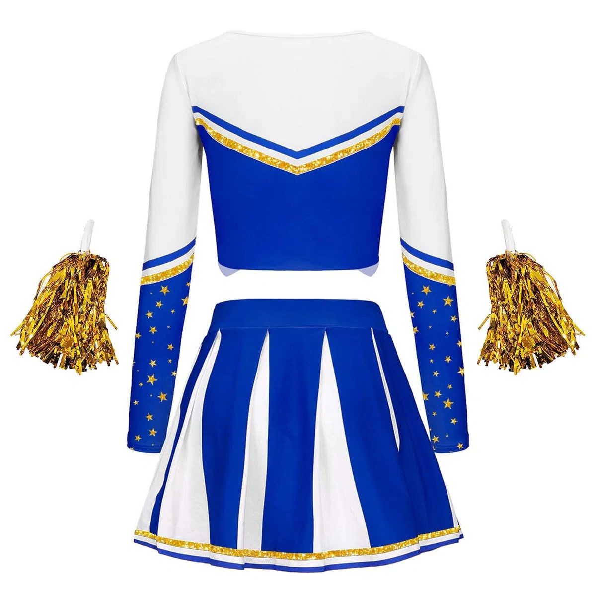 Generico Costume Cheerleader Donna, Vestito Cheerleader Donna, Uniforme da Cheerleader con Pon Pon, Costume da Cheerleader per Donna, Carnevale o Evento Sportivo Scuola Festa Cosplay