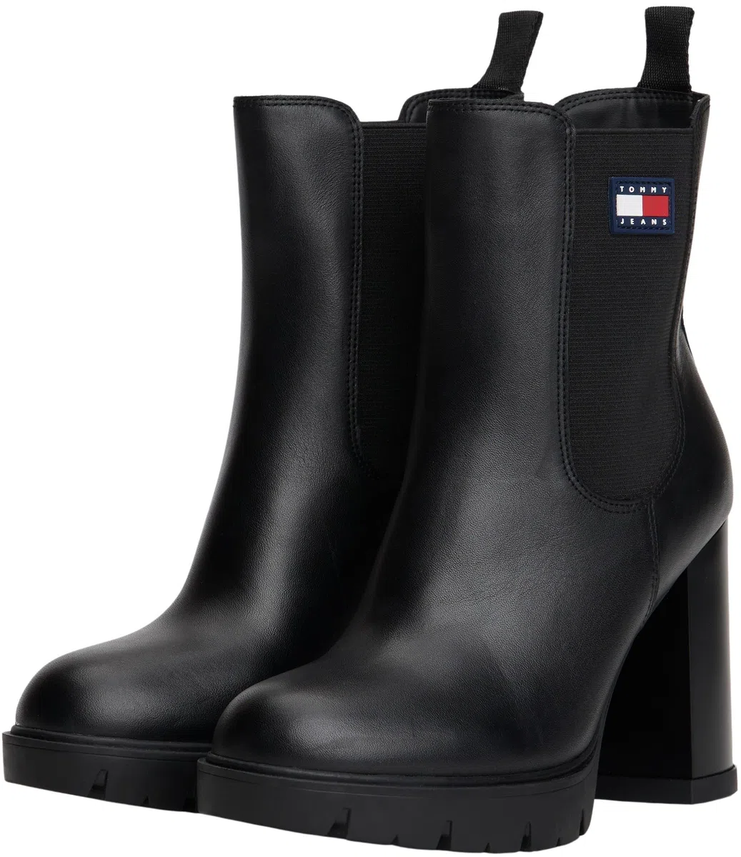 Tommy Jeans Donna Stivali Mezza Gamba Leather con Tacco