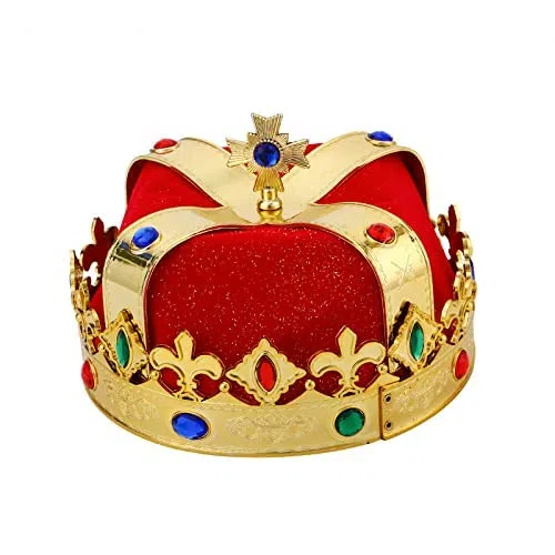 2 corone da re e corona da regina con gioiello reale per compleanno, Halloween, cosplay, feste, balli studenteschi