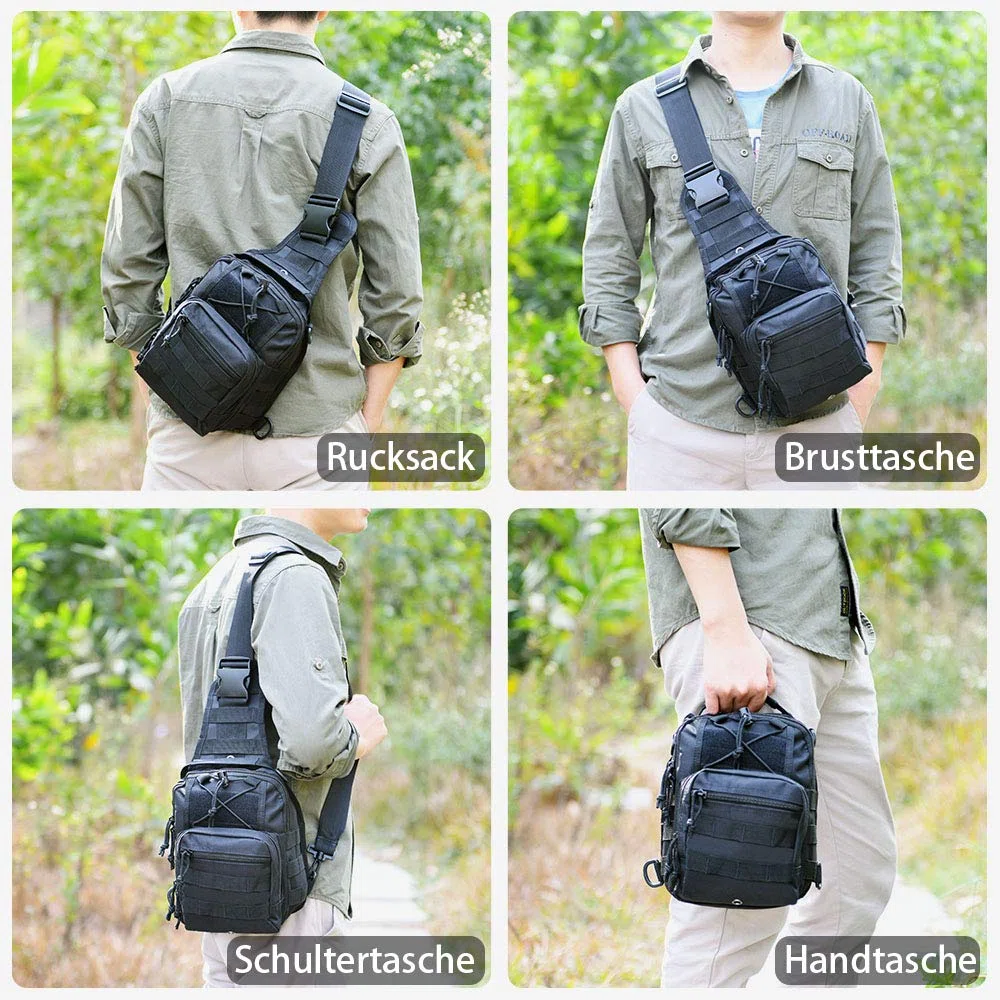 flintronic Borsa Petto Tattico Militare, Zaino Monospalla Uomo Borsello a Tracolla Molle per Campeggio Ciclismo Escursione Hiking Sport