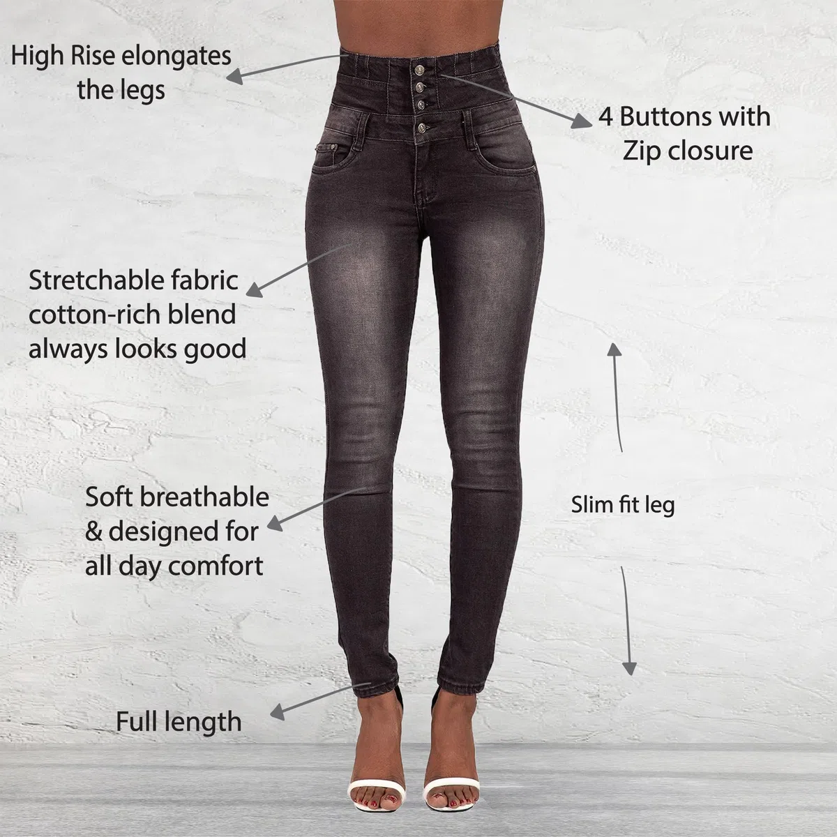 Glook Jeans Donna Vita Alta, Elasticizzati Comodo Tessuto di Cotone