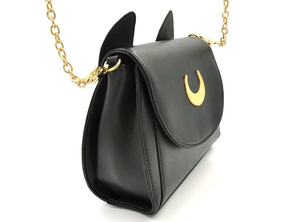 Tracolla Singola Messenger,Lato Orecchie di Gatto Carine con Segno di Luna Borsa a Spalla Donna(Nero)