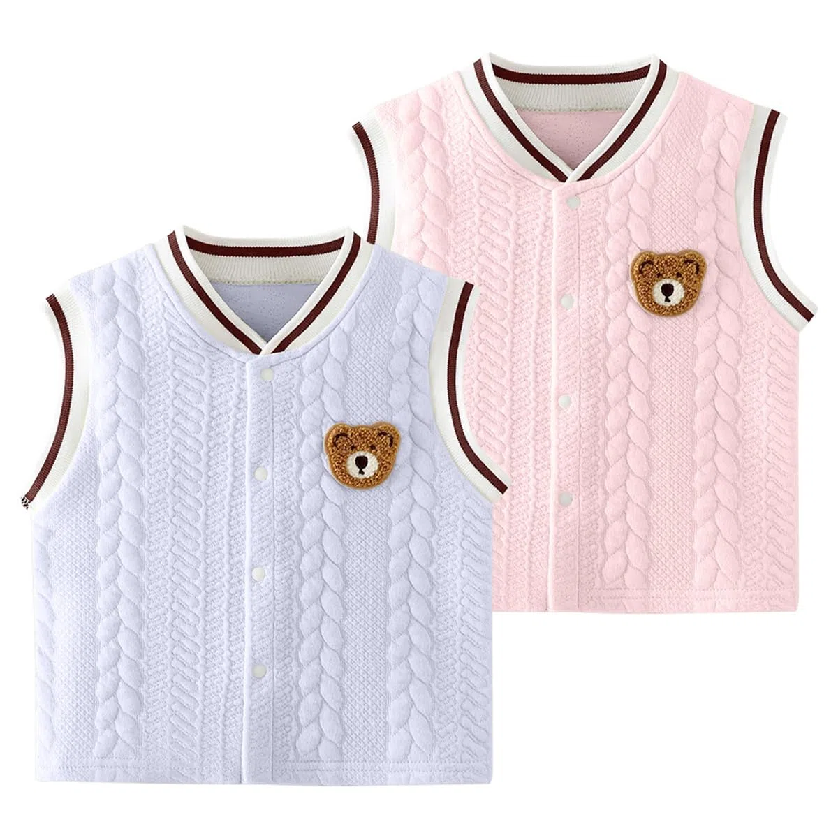 Gilet per Neonata Gilet Termico in Cotone Comoda Cappotto Senza Maniche Traspirante Giacca Invernale per Neonato Giacca per Bambini Piccoli Scaldacollo per Bambina 6 Mesi - 3 Anni