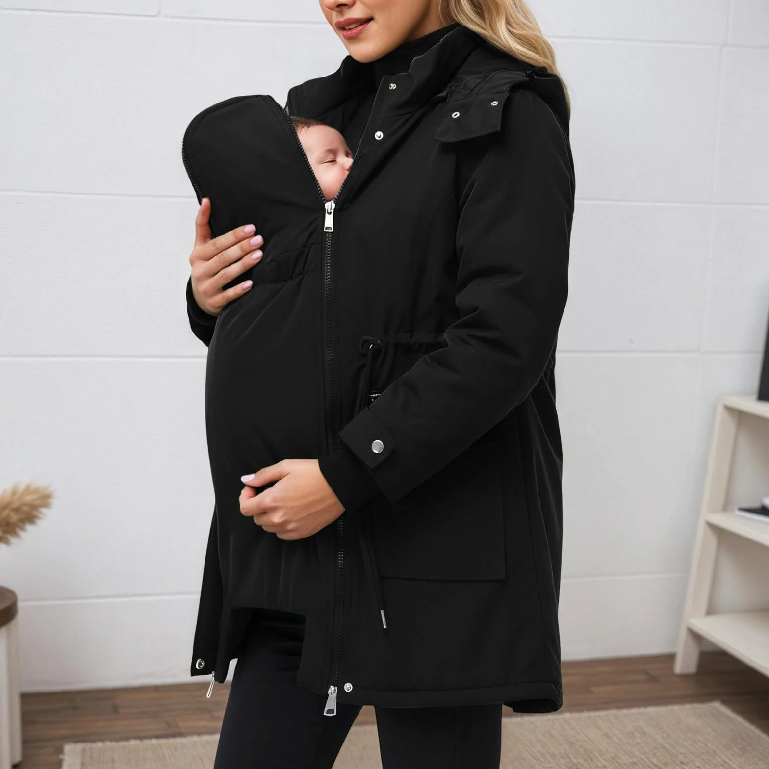 pvucpot Giacca di Cotone 3 in 1 Inverno Lungo Buffer Piumino Parka con Cappuccio con Tasche Giacca di Cotone Impermeabile 2025