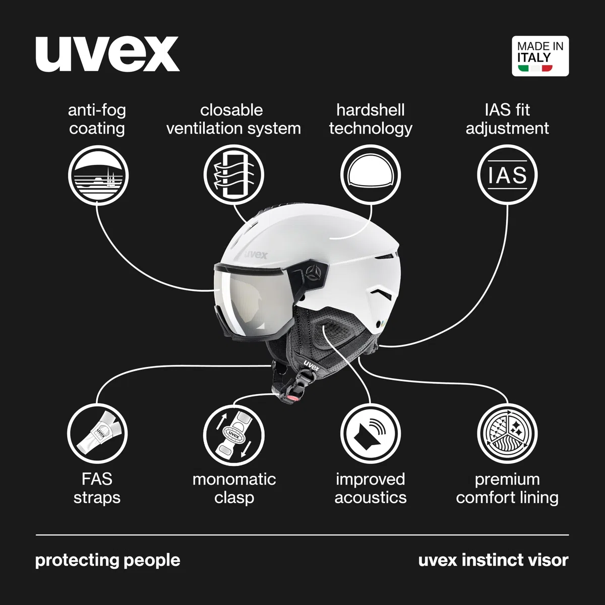 uvex instinct visor - Skihelm für Damen und Herren - mit Visier - individuelle Größenanpassung
