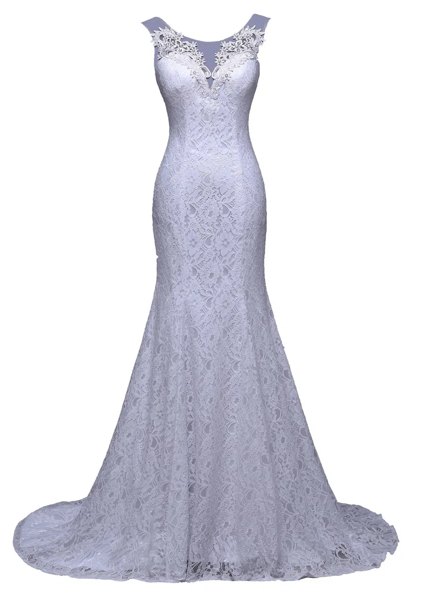 Abito da sposa in pizzo, abito da sposa, abito da sposa, con strass, sirena, 34 36 38 40 Mermaid avorio 42