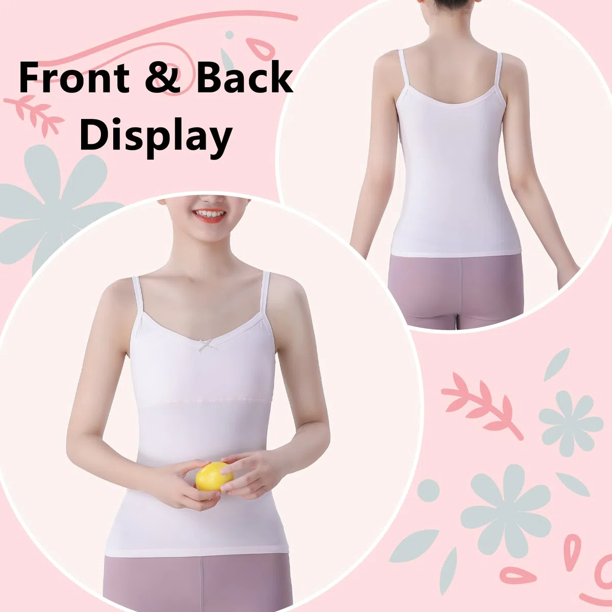 Canottiera Intima da Bambina 7-12 Anni, con Imbottitura Leggera, Camisole in Cotone, Canottiere da Allenamento, Confezione da 4