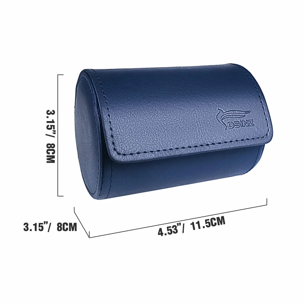 Cassa per Cravatta a Forma di Cilindro per Cilindro in Pelle PU per Uomo -3,1 "x4,3 Blu