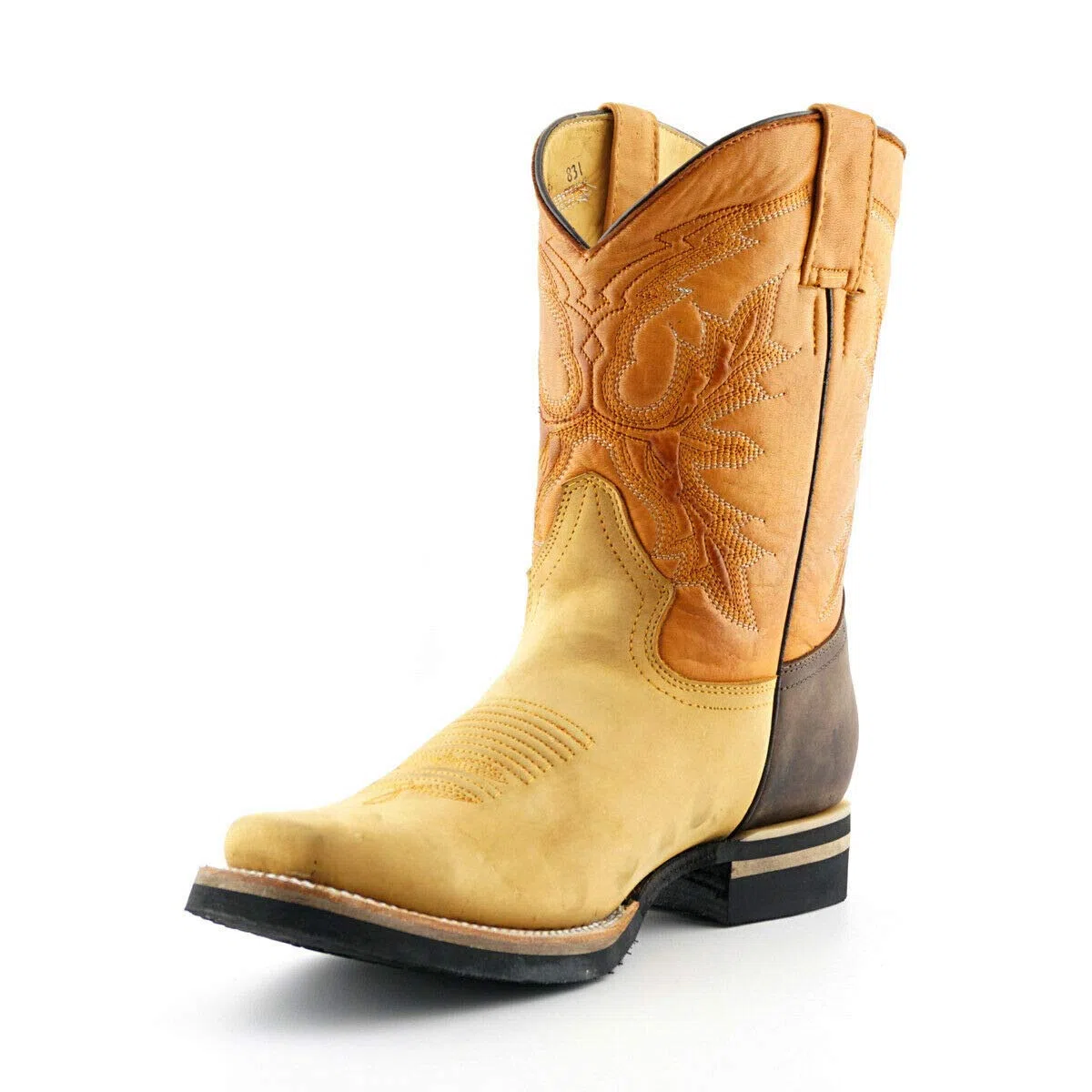 Grinders El Paso Stivali Unisex Altezza Polpaccio di Pelle Marrone Chiaro Stile Cowboy