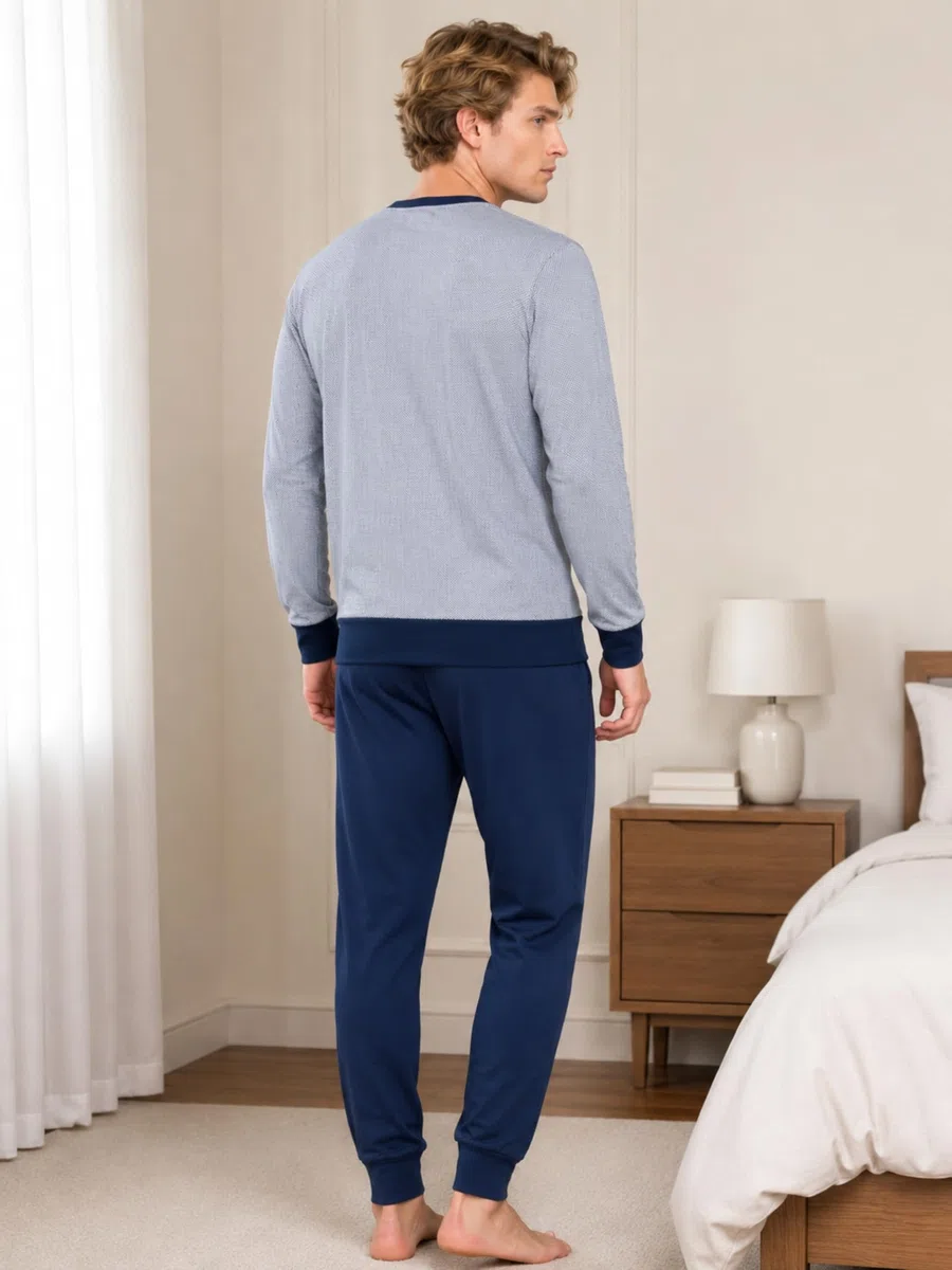 o-day Vanue Pigiama Uomo Cotone Leggero Lungo Primaverile M-XXL