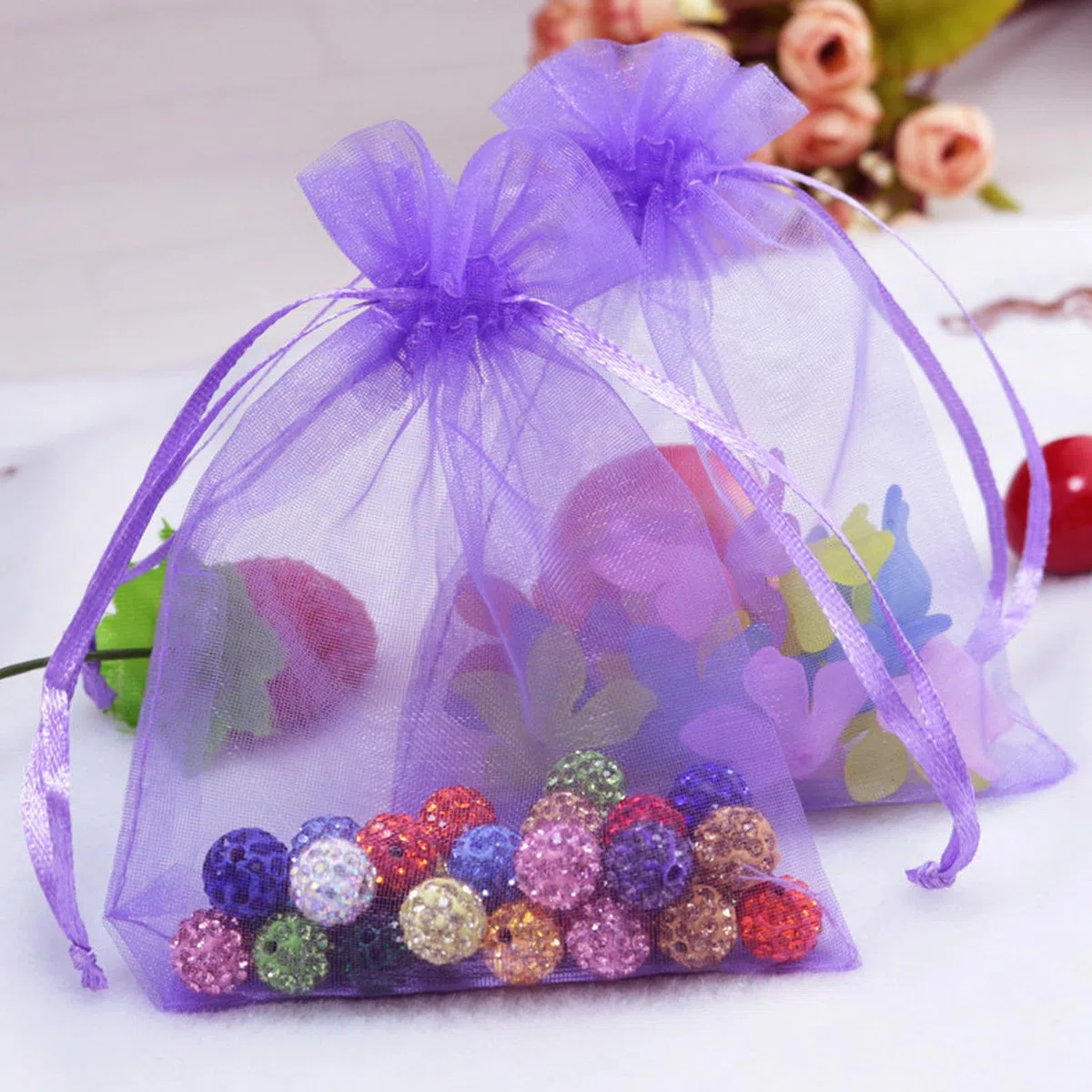 30 sacchetti in organza da riempire, per regali, matrimoni, Natale, feste, 20 x 30 cm, viola