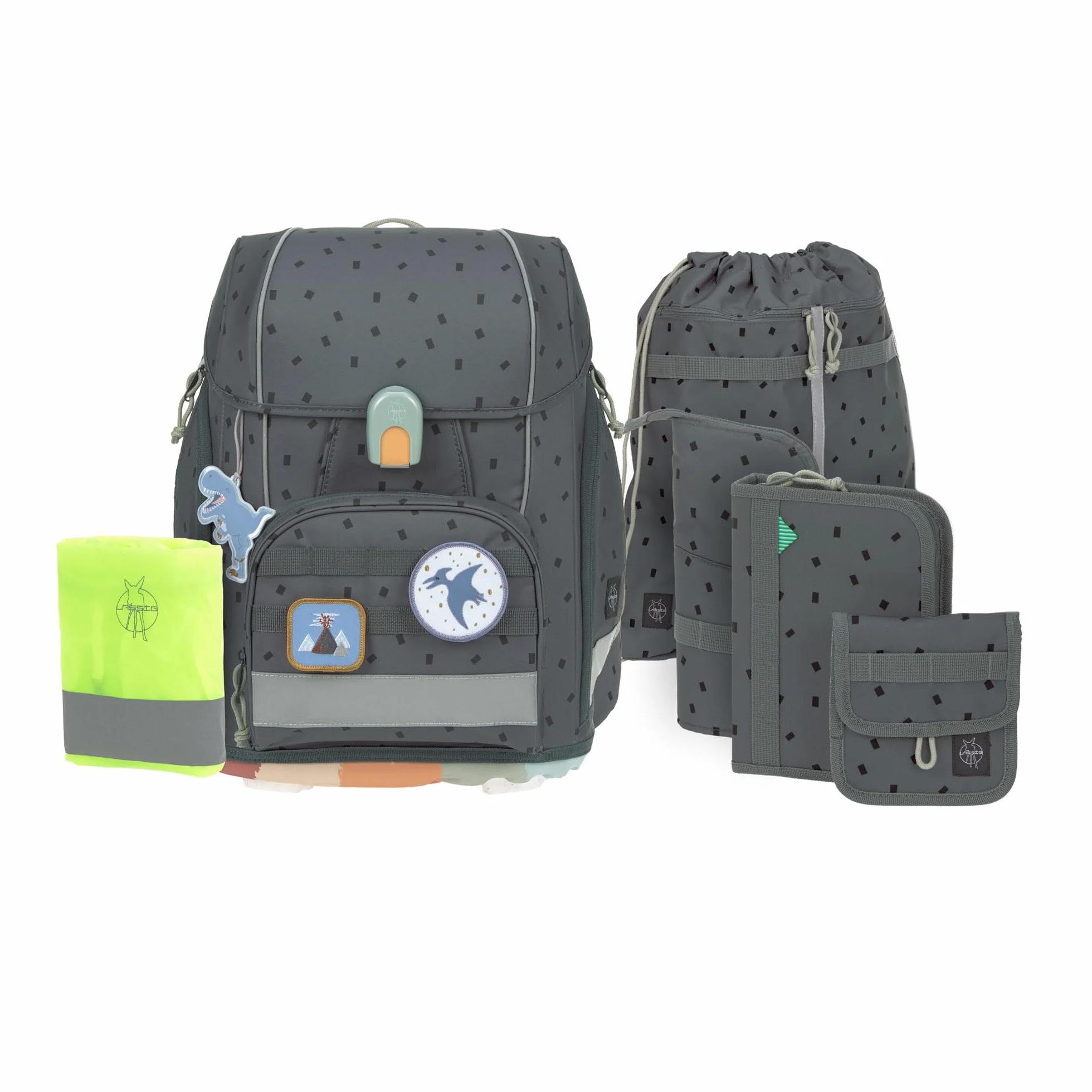 Lässig Set di borse per la scuola da 7 pezzi per bambini/School Set Boxy Unique Speckles anthracite