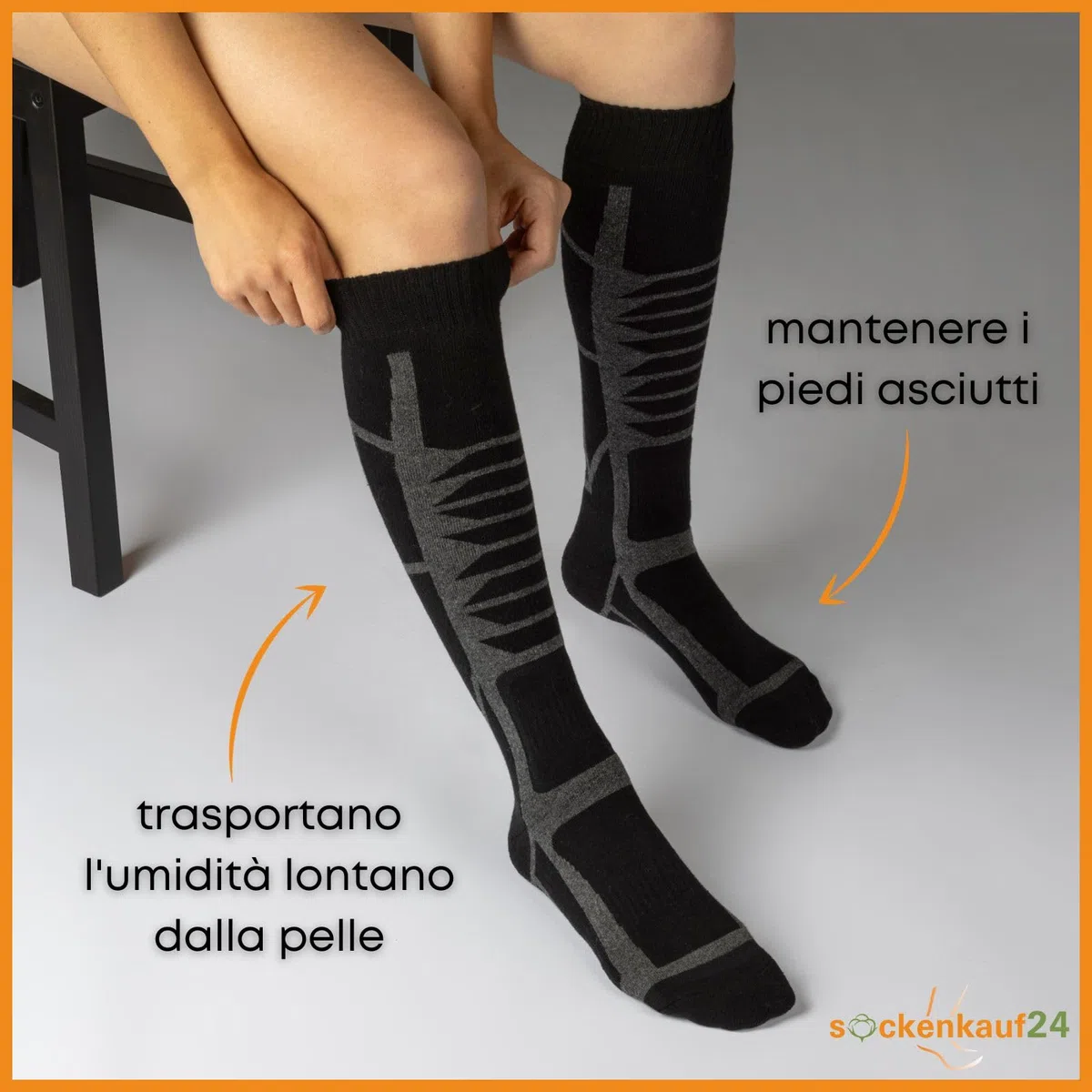 sockenkauf24 2 Paia Calze da Sci Uomo e Donna Termiche, Tecniche e Traspiranti