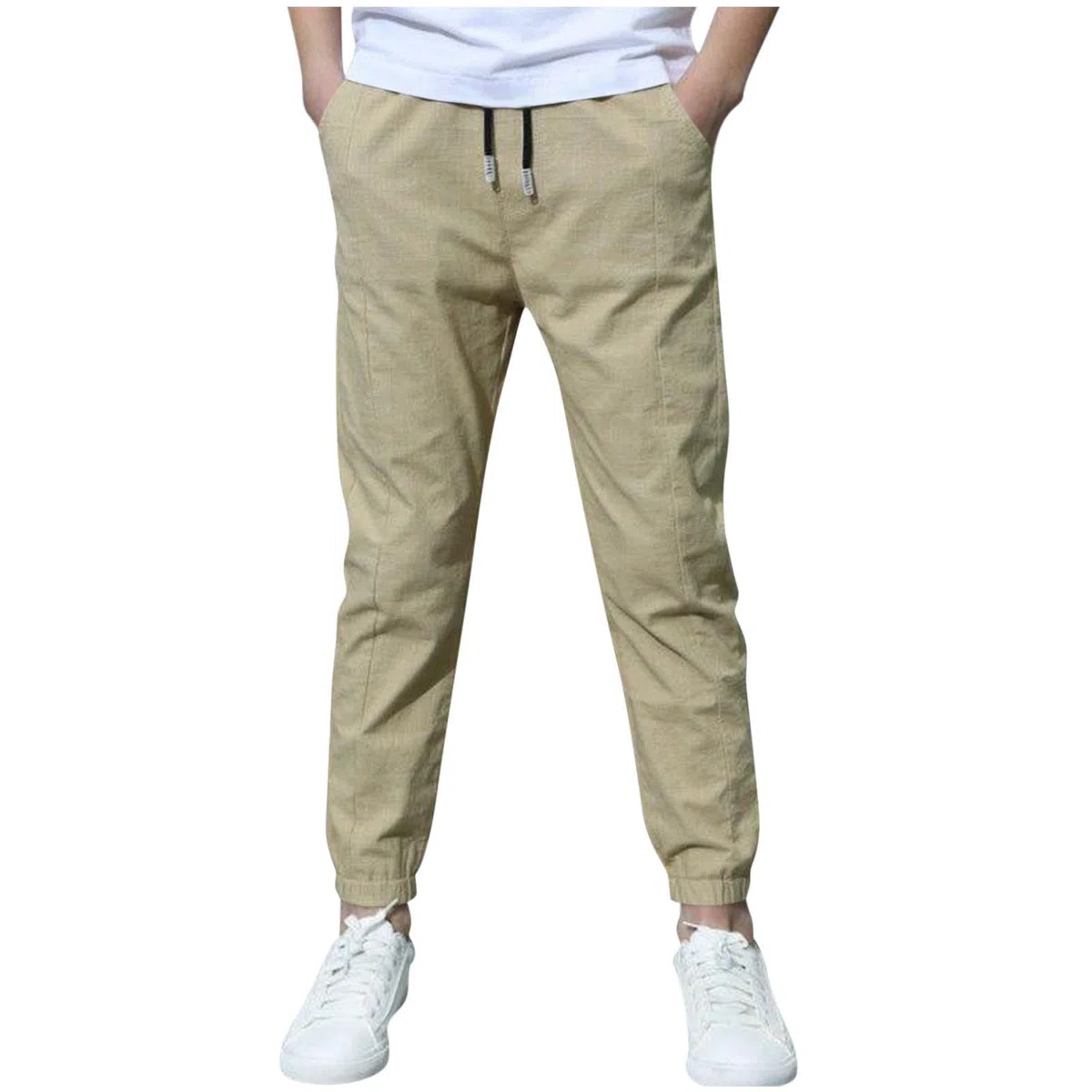 Pantaloni Cotone e Lino per Ragazzo Confezione da 2 Elastica Vita Sportivi Estivi Leggeri Traspiranti