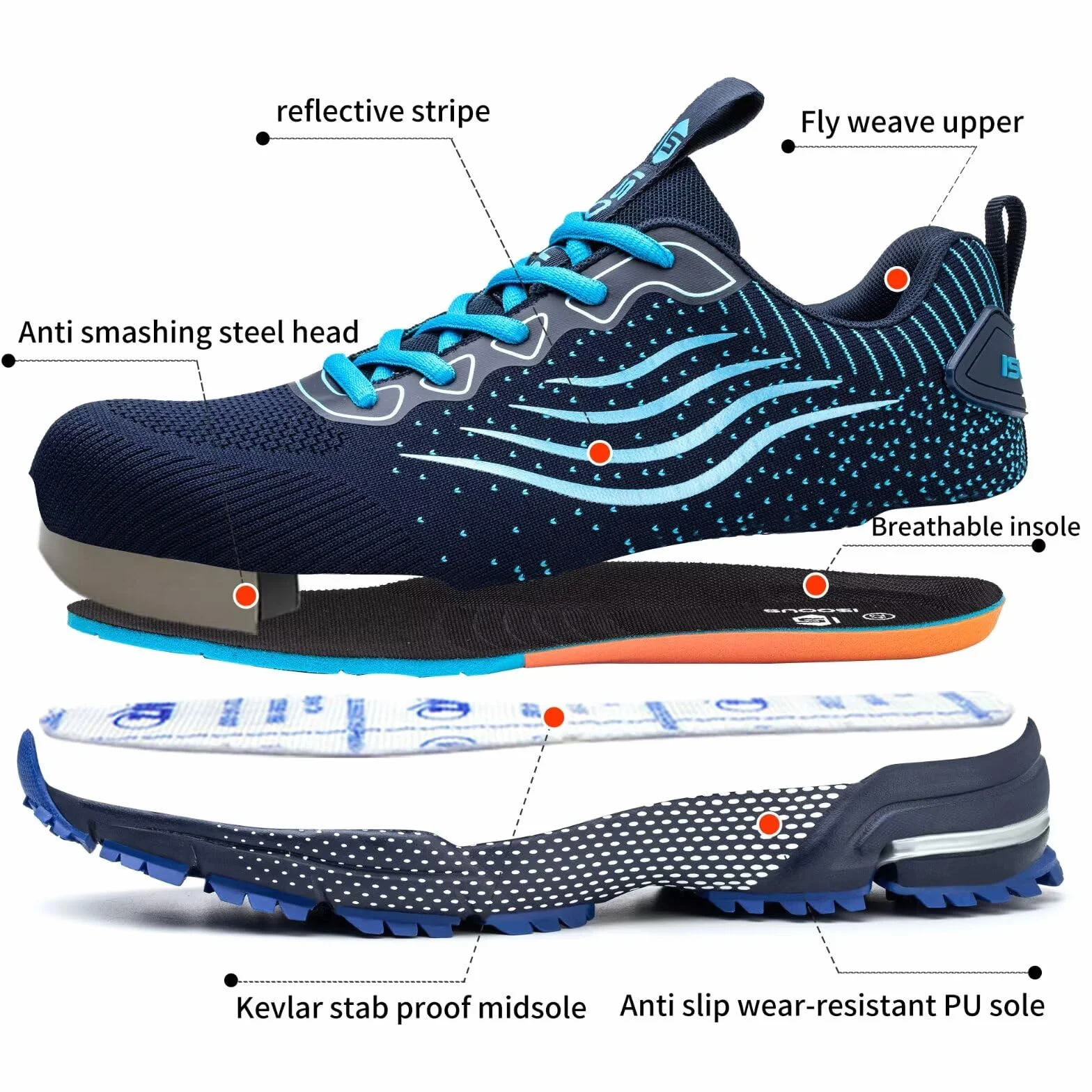 Scarpe Antinfortunistiche Uomo Donna Scarpe da Lavoro Leggere Traspiranti Scarpe da Cantiere con Punta in Acciaio