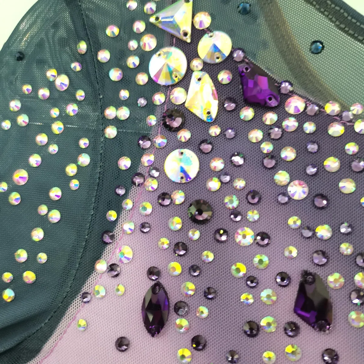 LIUHUO Vestito da pattinaggio artistico, da donna, elegante, sfumato, con cristalli di qualità, gonna da competizione