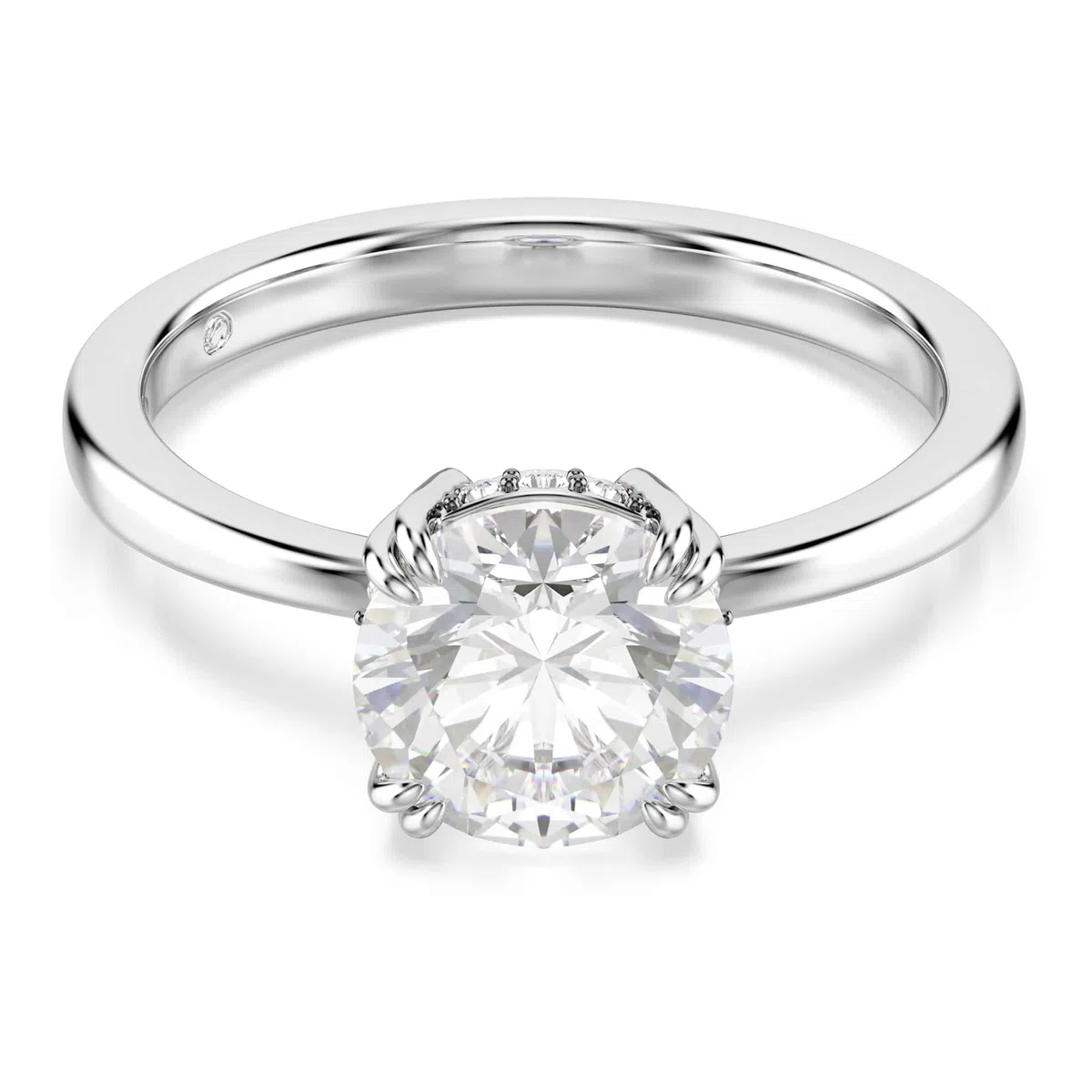 Swarovski Stilla Collezione Anello cocktail, Taglio rotondo, Bianco, Finitura tonalità argento