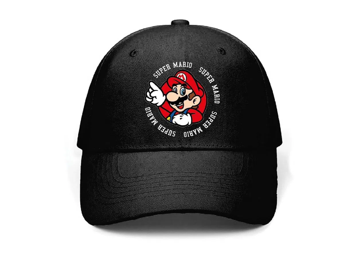 Cappello Super Mario. Logo Mario. Cappellino con Visiera da Bambino. Cappellino da Baseball Nero. (IT, Numero, 52, Nero)