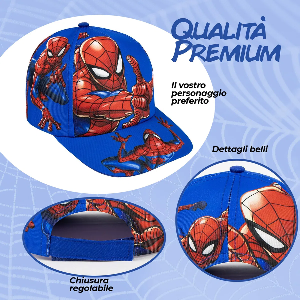 Cappello e Occhiali da Sole Spider-Man Bambino – Set 2 Pezzi Marvel, Berretto Baseball Blu e Rosso + Occhiali UV 100%, Bambini 5-12 Anni