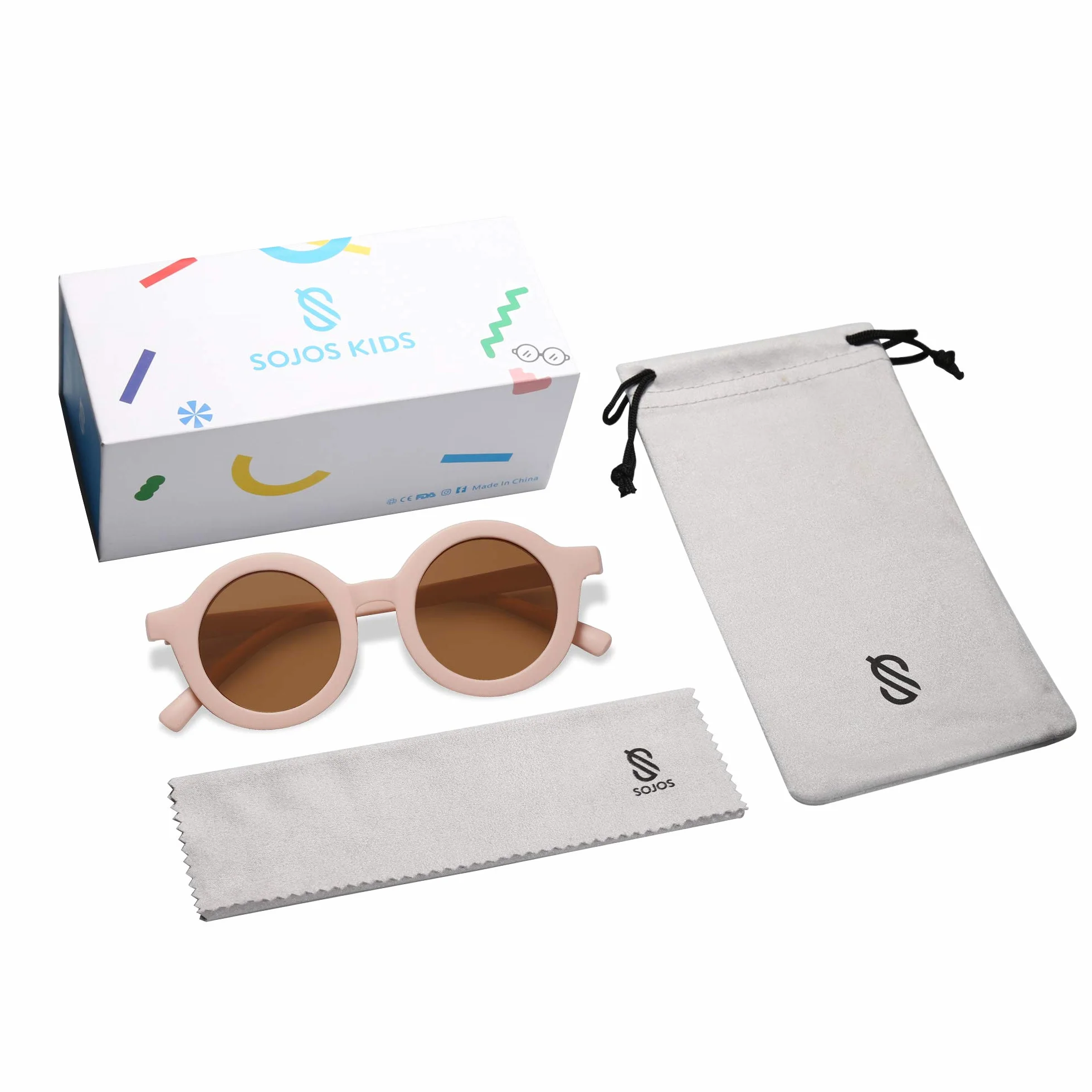 SOJOS Simpatici occhiali da sole rotondi per bambini Girls Boys Protezione UV400 SK5606