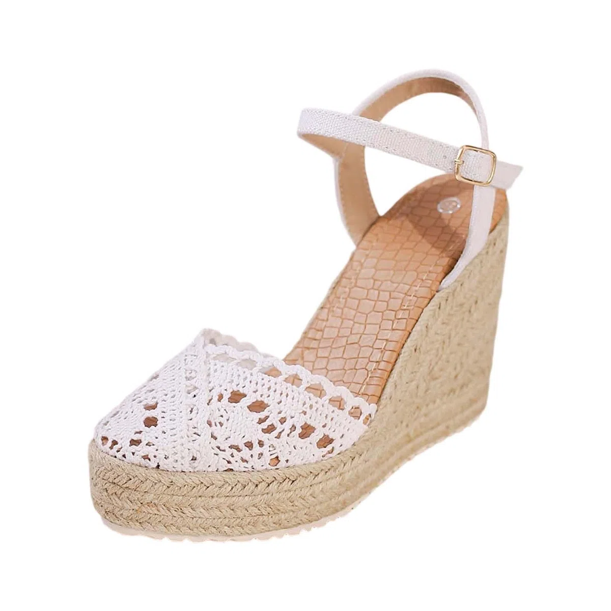 Sandali da donna, estivi, espadrillas, con zeppe, piattaforma, scarpe a punta chiusa, in pizzo, comodità, cinturino alla caviglia, vintage per vacanze, tacco chiuso e sandali da donna