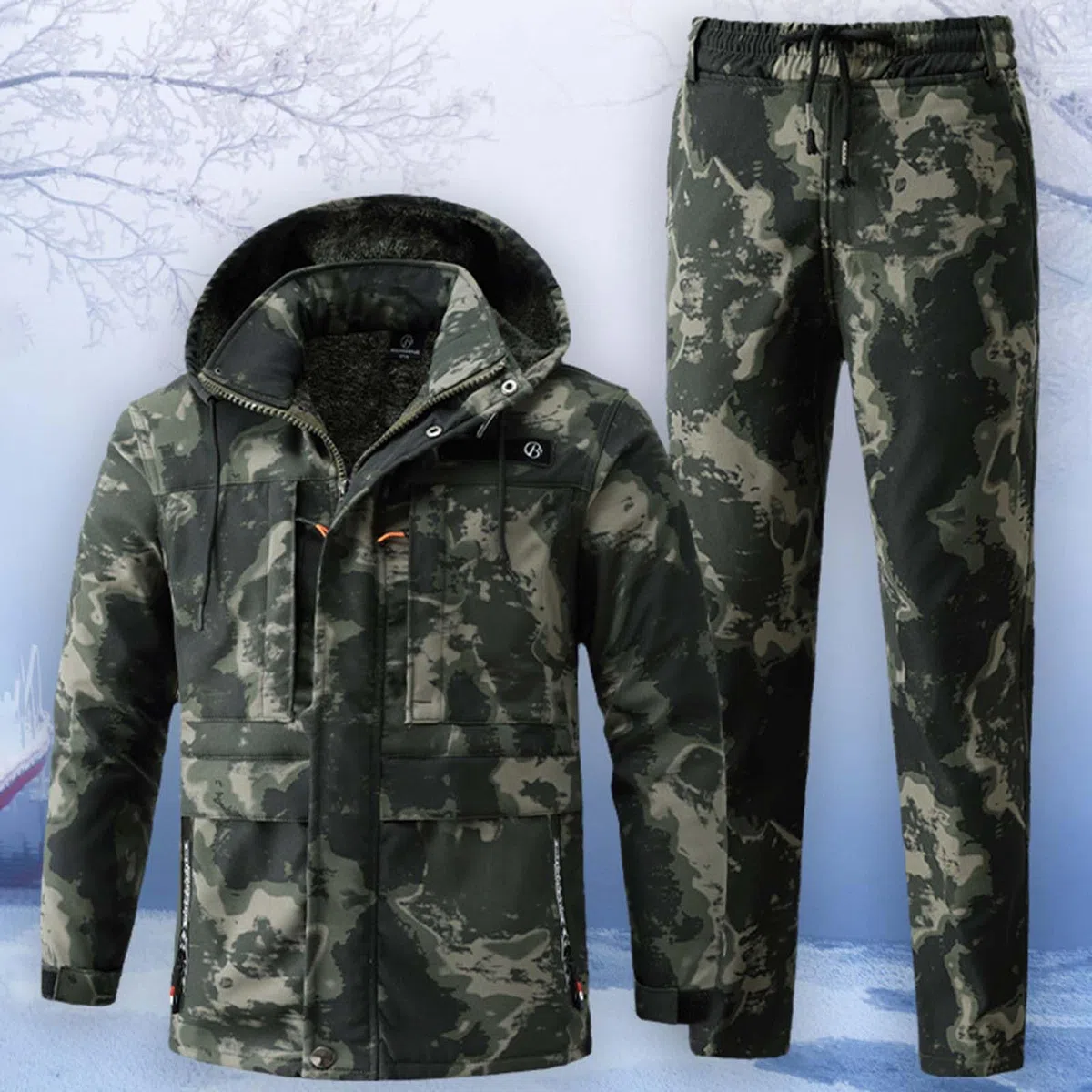Tuta da Sci Outdoor da Uomo 2 Pezzi Tute Snowboard Tuta Combattimento Abbigliamento Militare Moda Invernale Impermeabile Mantieni Caldo Giacca Sci + Set Pantaloni Neve Sportiva