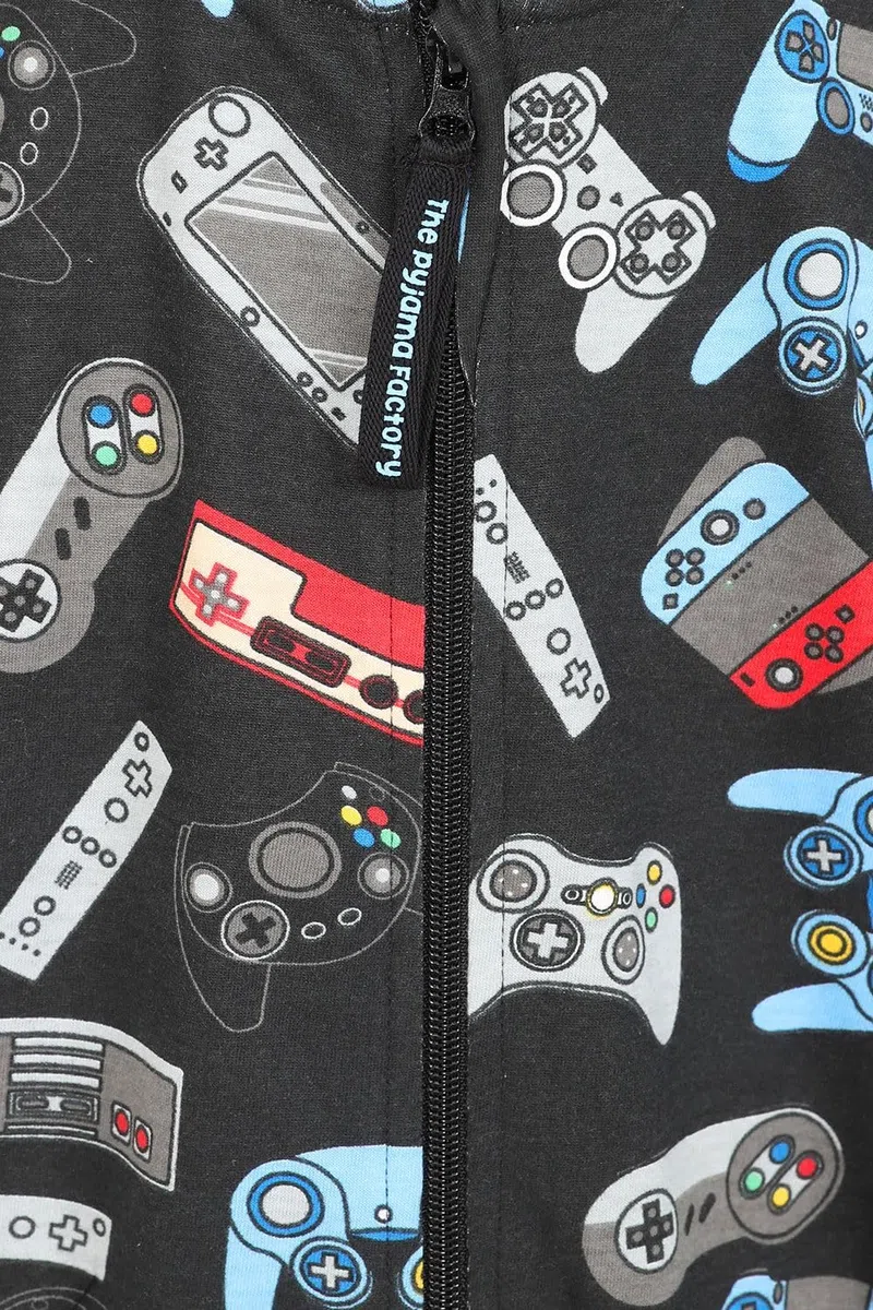 Ragazzi Gamer Controller Videogioco Gioco Tuta da Gioco Nero Blu