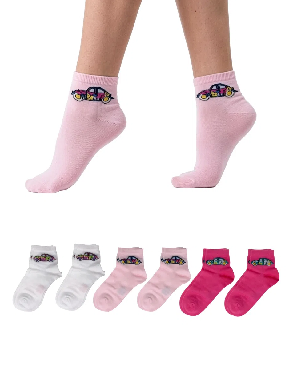 Prisco 6 Paia Calzini Corti Ragazza - Cotone OEKO-TEX - Calzini Bambina con Punta Rimagliata a Mano - Abbigliamento Bambina Design Multicolore - Confezione Regalo