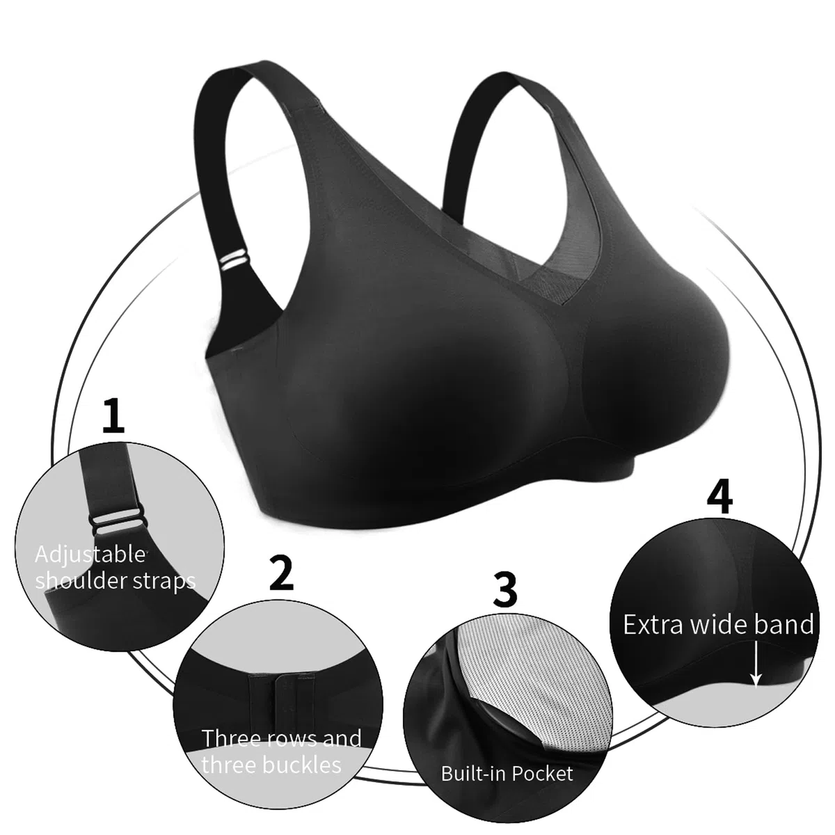 Reggiseno Mastectomia,Reggiseno Post-Operatorio Senza Cuciture per Donne Reggiseno per Protesi Mastectomia with Cotton Breast Forms Set