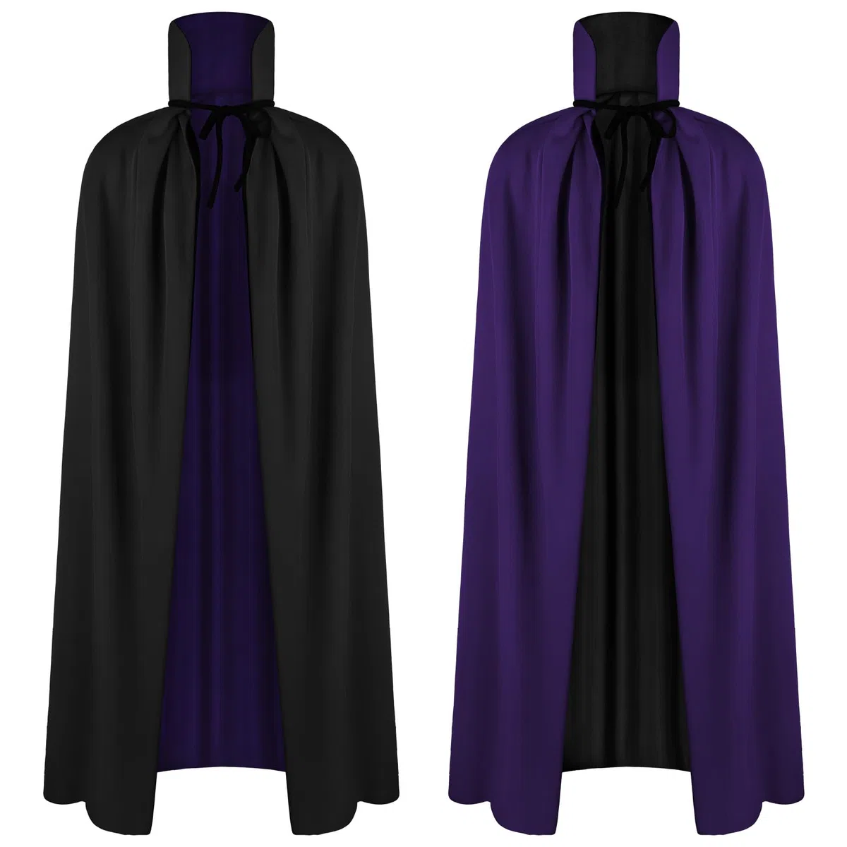 AOOWU Mantello a doppio strato per Halloween, costume da vampiro, unisex, mantello da strega, cosplay, mantello a lunghezza intera, per feste in famiglia, 150 cm
