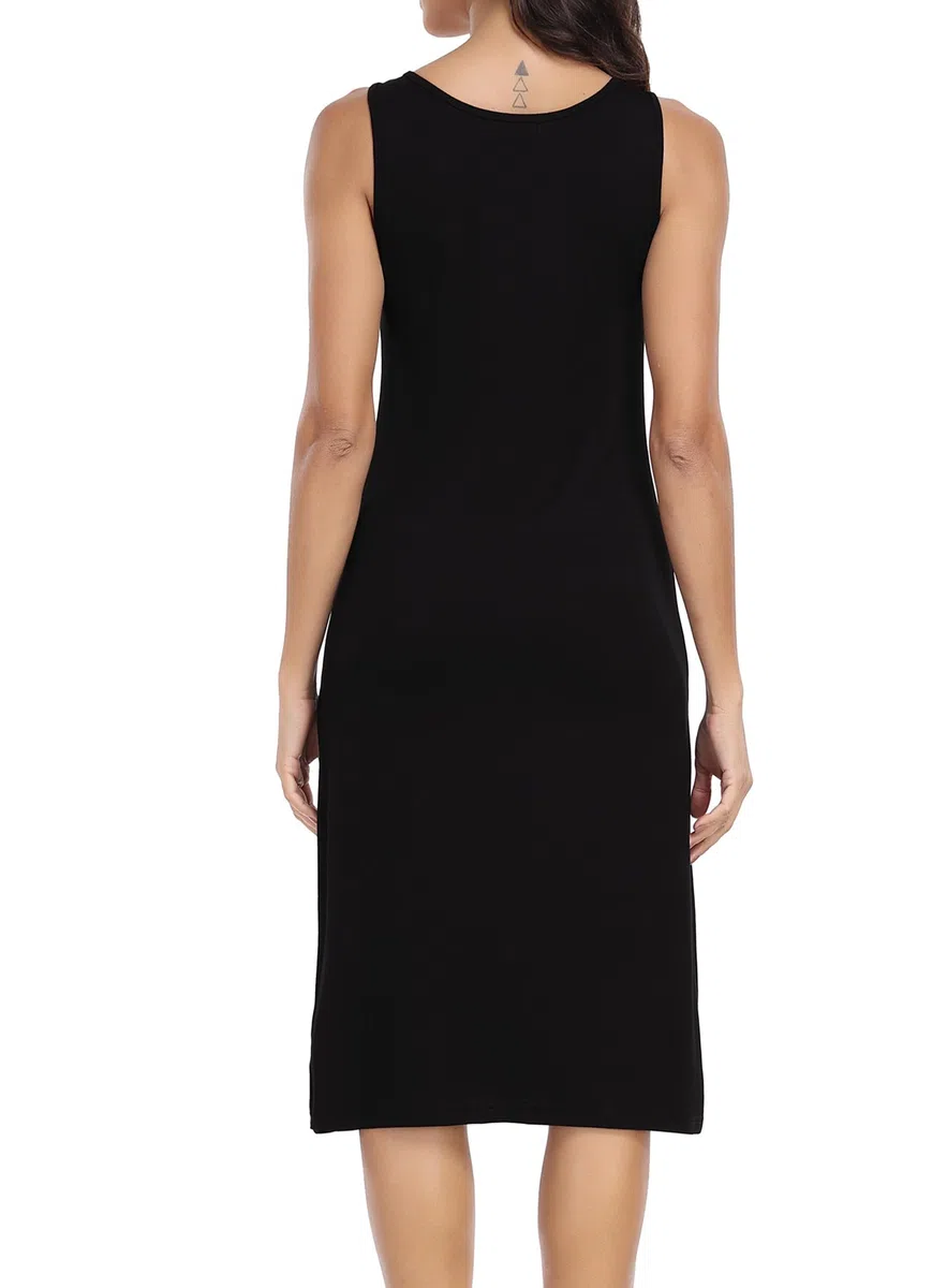 Lovasy Sottovesti da Donna Lungo Abito Sottoveste con Spalla Larga Sexy Lingerie Sottoveste Gonna Elegante Camicia da Notte Senza Maniche
