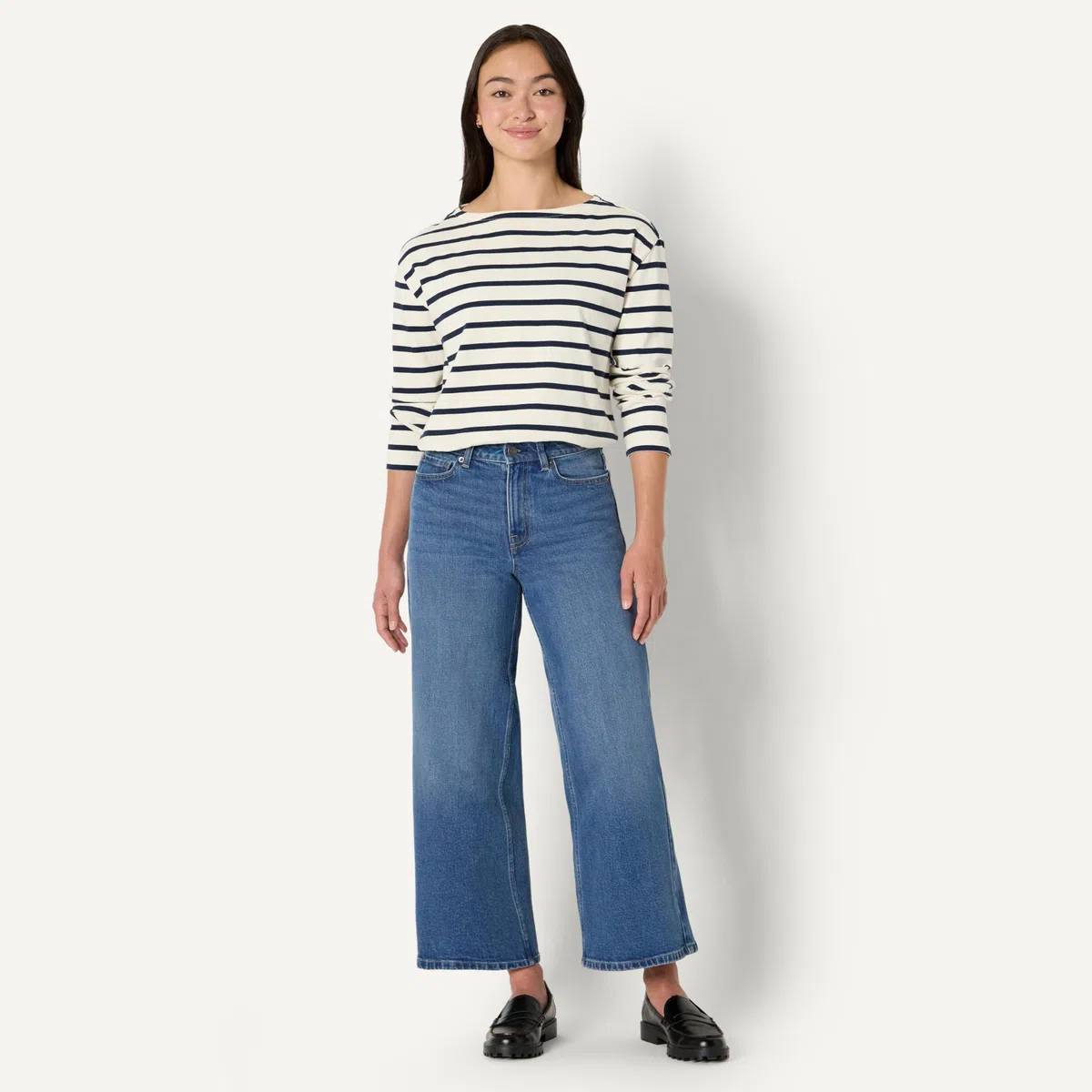 Amazon Essentials Jeans Cropped a Vita Alta con Gamba Larga Donna