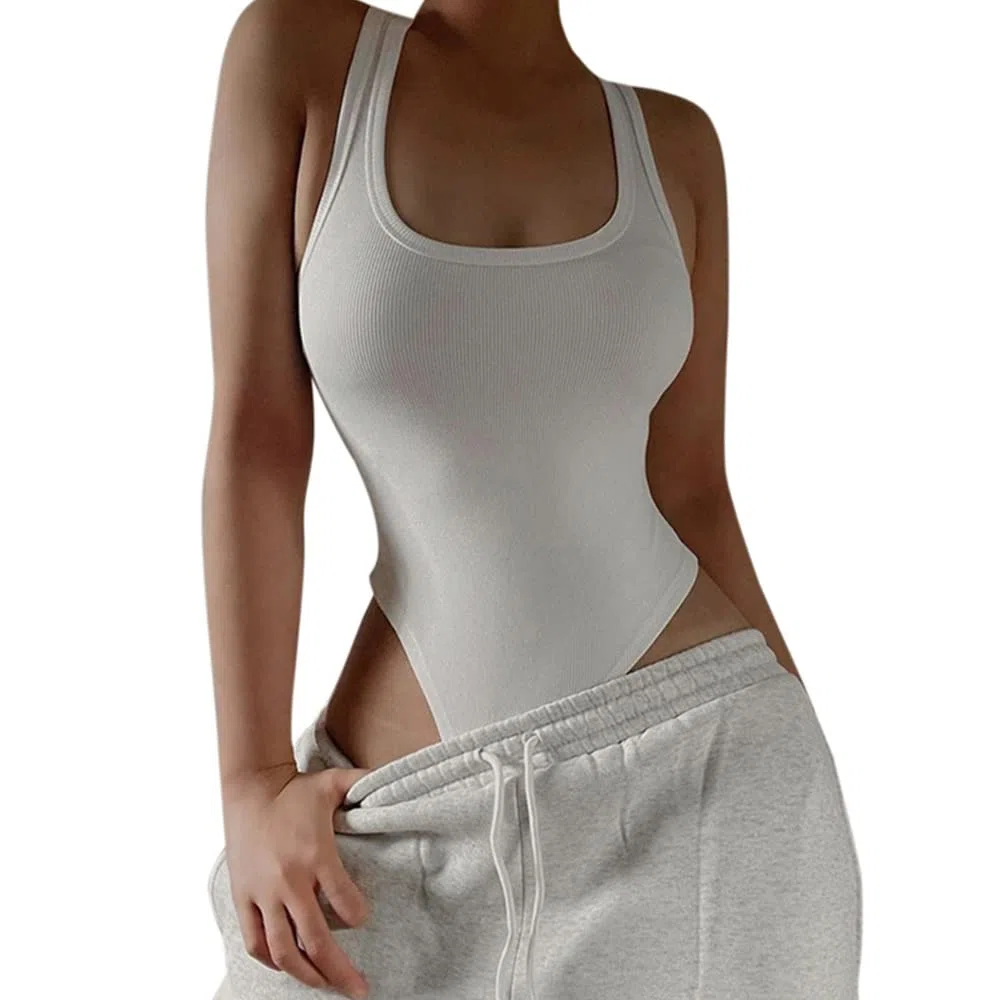 Body Donna Elegante Canotta Top in Pizzo Intimo Aderente Elasticizzato Bodysuit Sexy Basic Tinta Pagliaccetto