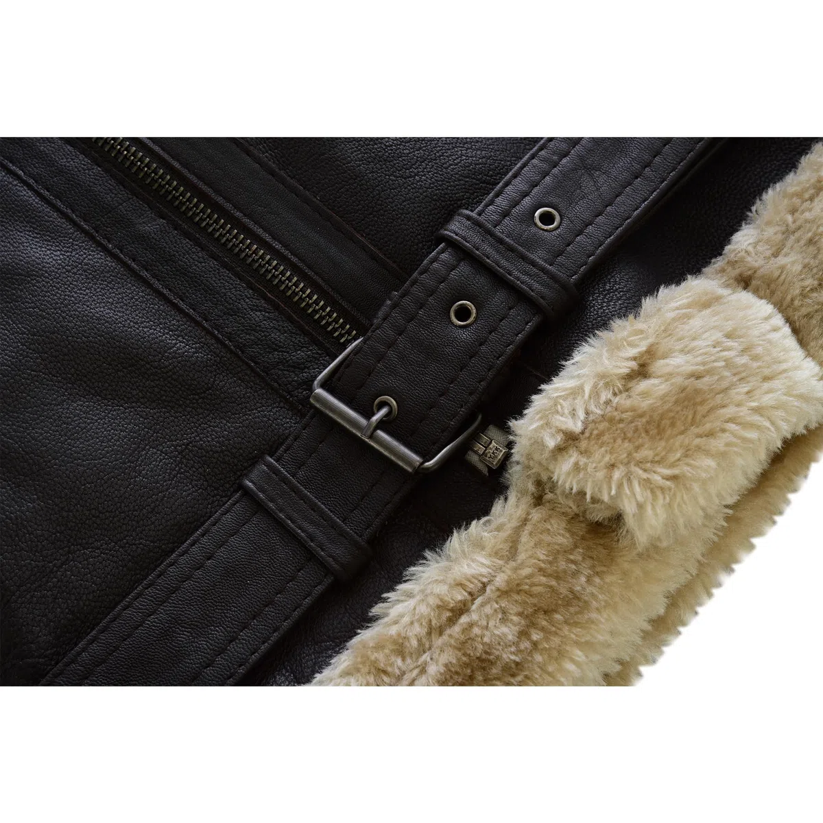 Leatherick Uomo Marrone Aviator Vera Pelle di capra Pelle Shearling Stile Vintage Bomber Giacca Volante