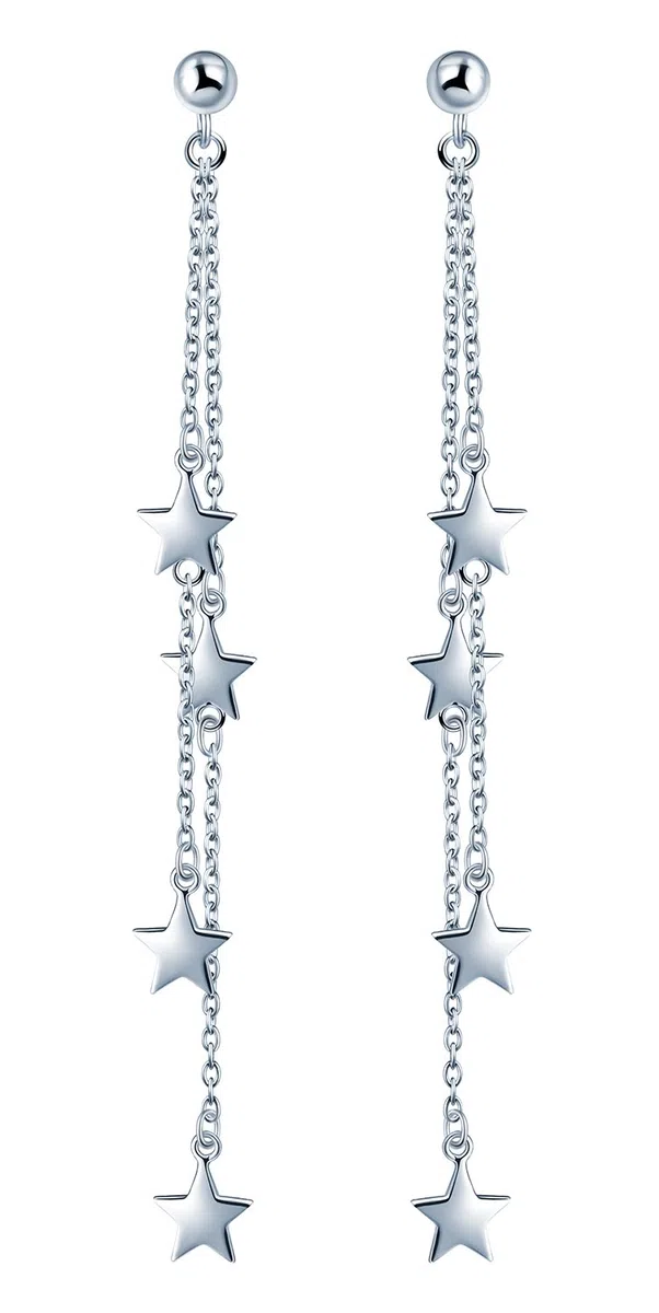 Yumilok, orecchini pendenti con stelle in argento sterling 925, ipoallergenici, per donne e ragazze-