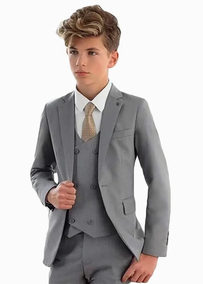 Peak Risvolto Vestito per Ragazzi Slim Fit Blazer Gilet Pantaloni Ragazzi Partito Vestito Ragazzi Abito Formale Bambino Smoking Matrimonio