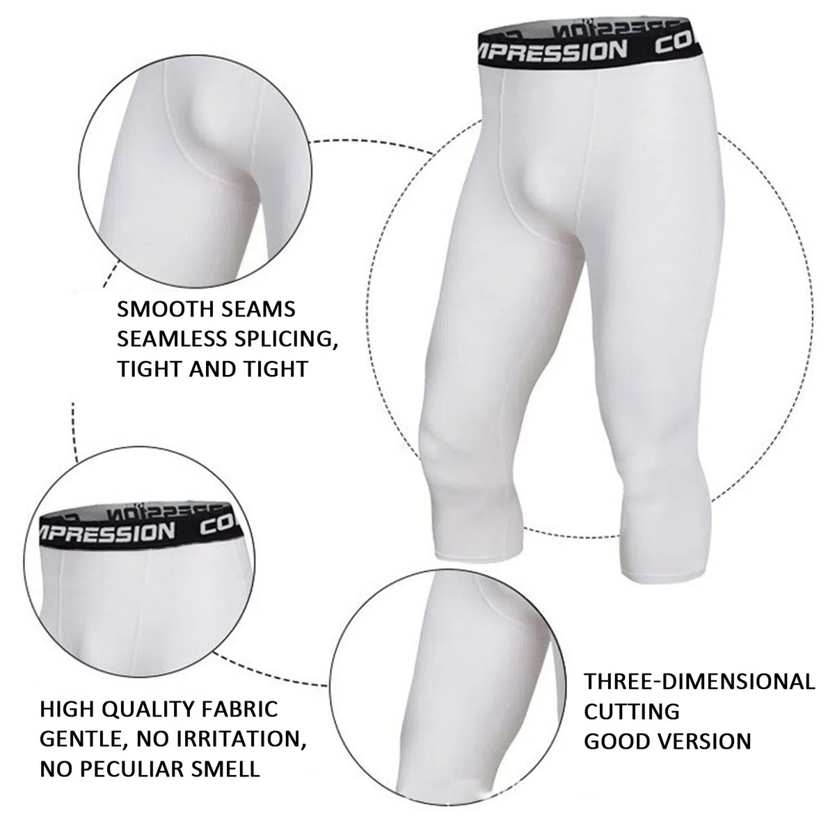 2 Pezzi 3/4 Pantaloni Compressione Uomo, Elasticità 4 Vie Cool Dry Sports Baselayer, Leggings Pantaloni Allenamento, Allenamento Corsa Palestra Basket Sport