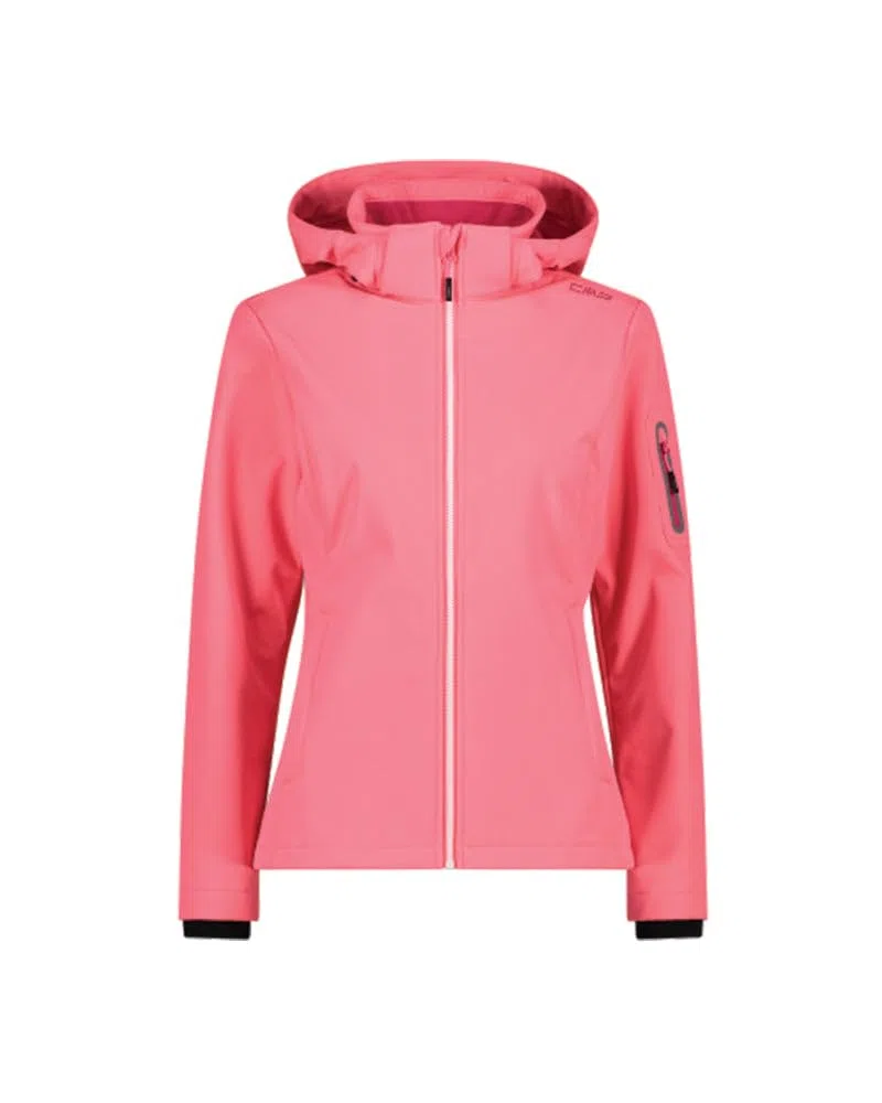 CMP Giacca In Softshell Da Donna Con Cappuccio Removibile, Nero 01, 44
