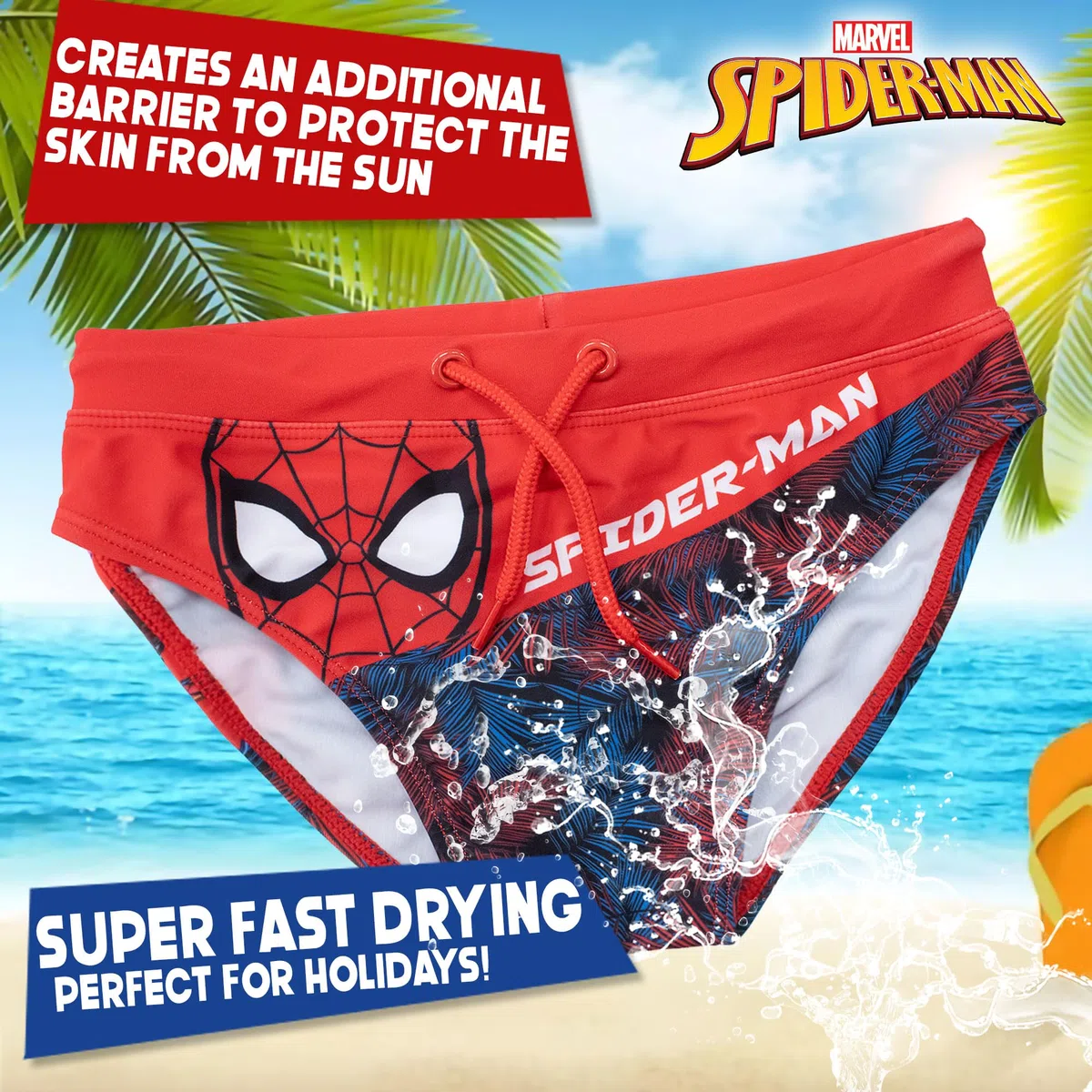 MARVEL Costume da Bagno Spiderman per Bambino Mutandina Slip Mare Bimbo 7095