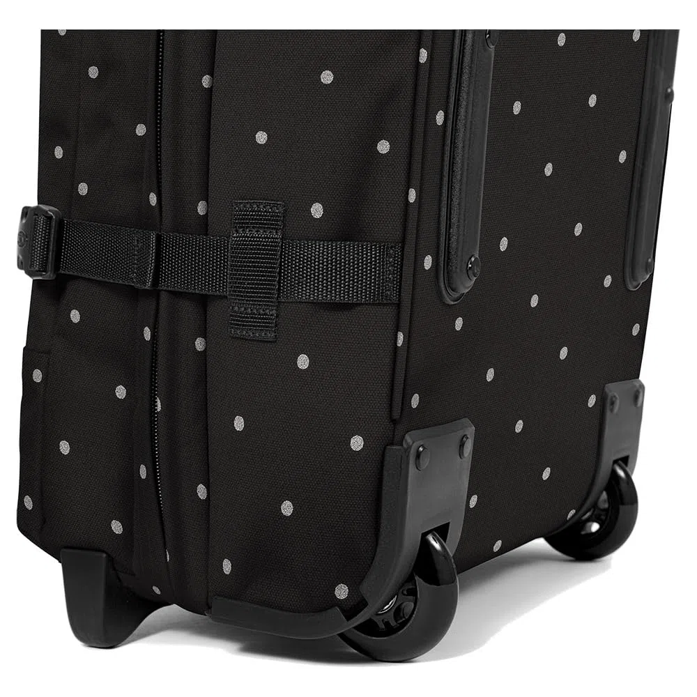Eastpak Tranverz M Valigia Media 78L (67 x 35,5 x 30 cm), Bagaglio a Ruote, Valigia Leggera e Resistente con Doppio Scomparto, Manico Telescopico e Serratura TSA - DOTS BLACK SILVER