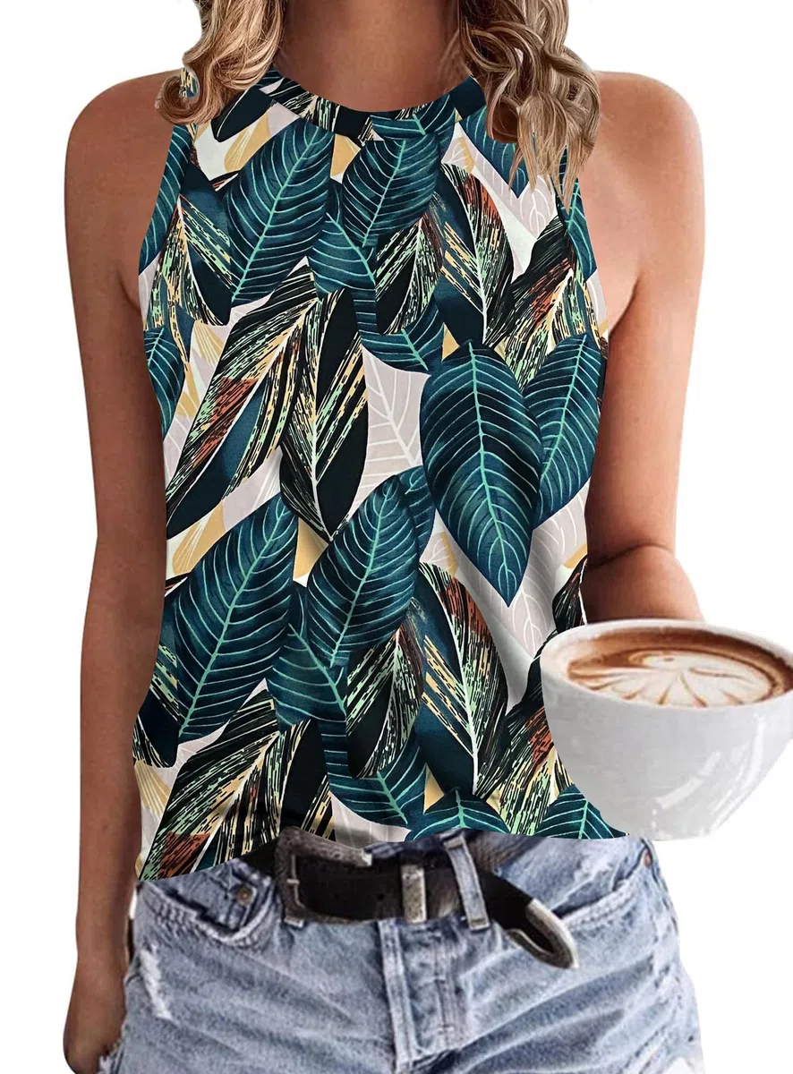 WNEEDU Canottiera da Donna Canottiere Senza Maniche estive Canotte a Collo Tondo T Shirt Lunghe Basic 2024