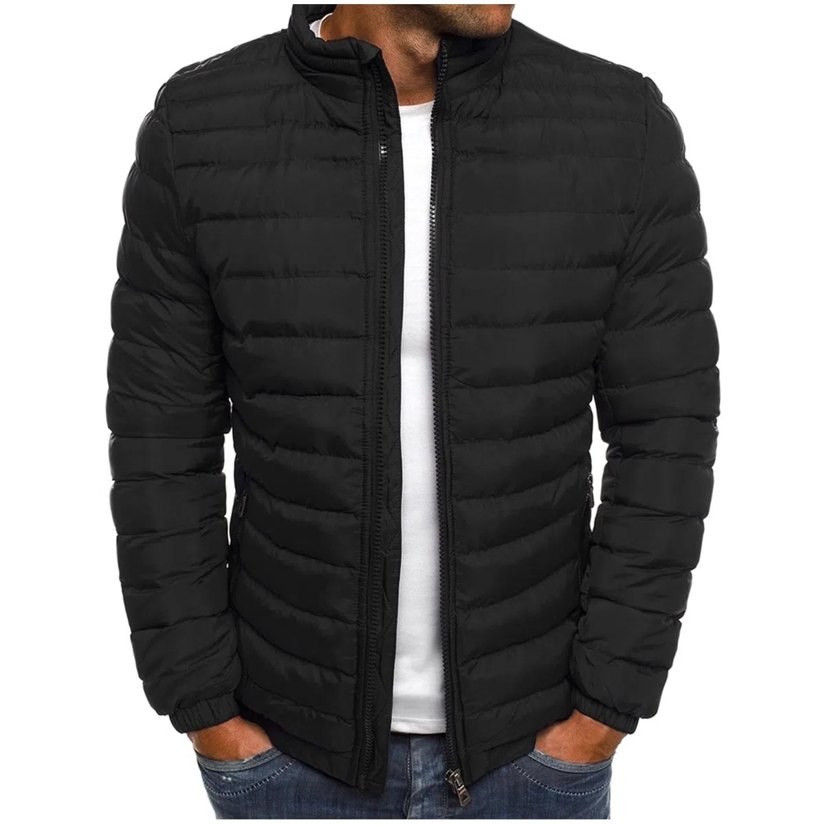 Giubbino Uomo Autunno Invernale Piumino Caldo Casual Tinta Unita Giubbotto Uomo Invernale Giacca Comodo Trapuntato Trekking Antivento con Zip e Cappuccio Piumini per Quotidiano Lavoro Scuola Moto