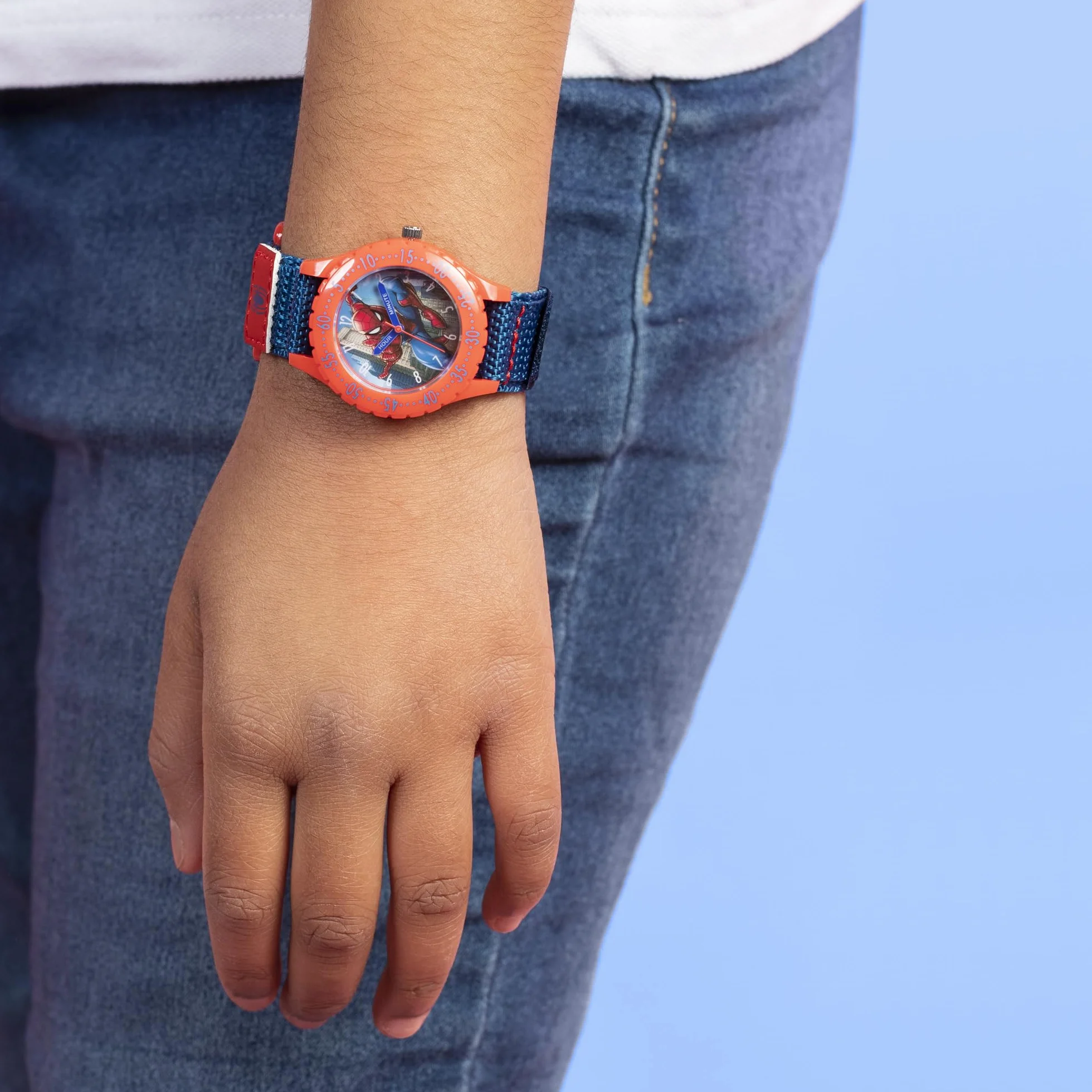 Spiderman Orologio analogico al quarzo per bambini con cinturino in tessuto SPD3495