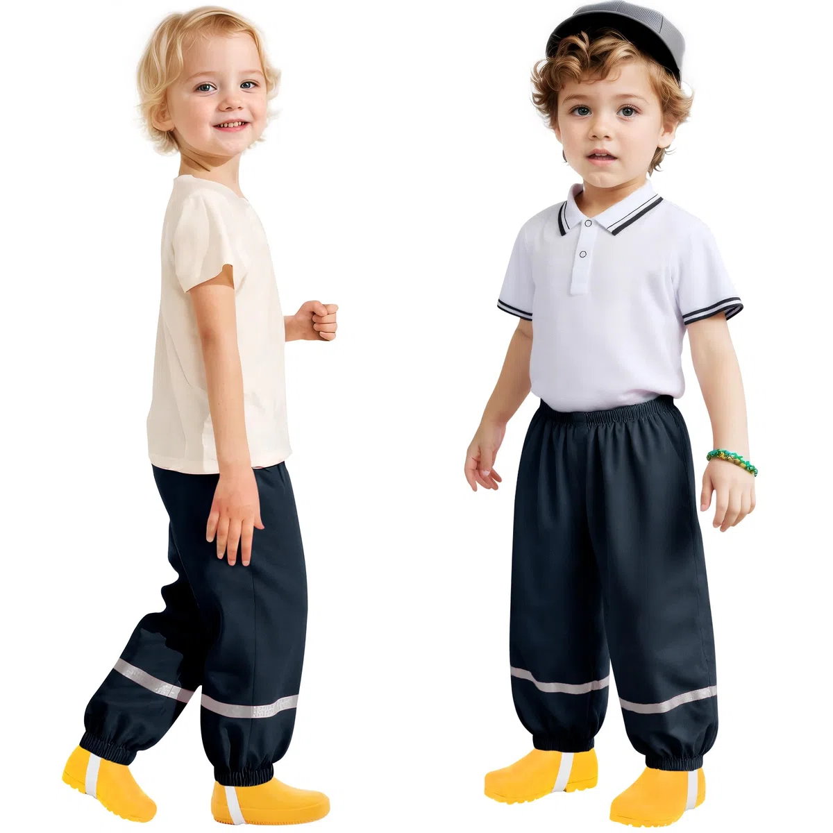 Pantaloni Impermeabili Bambini, Unisex Impermeabile Pantalone Pioggia Leggero Riflettenti Non Imbottiti Salopette Antipioggia Ragazze Ragazzi Outdoor Abbigliamento per 1-10 Anni
