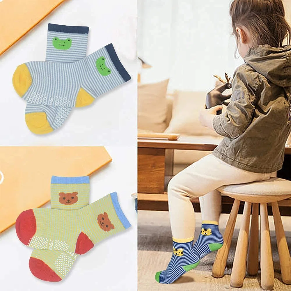 HYCLES Calzini Antiscivolo Bambino Bambina per 0-7 Anni - Calze Antiscivolo Bambino Neonato 0-6-9-12-18-24 Mesi Cotone