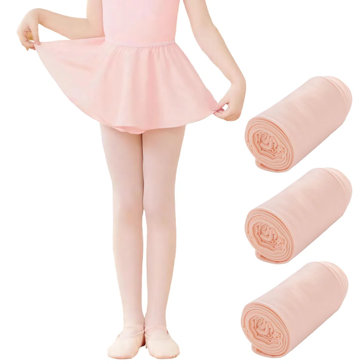 Collant da danza per bambine, 80 denari, in microfibra, opachi, per scuola, 2-12 anni, rosa, nero, bianco